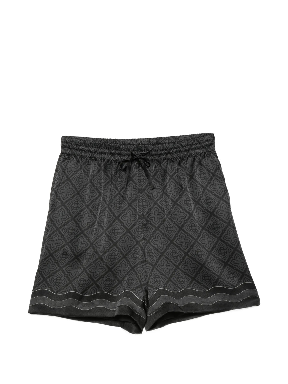 monogram-print silk-twill shorts