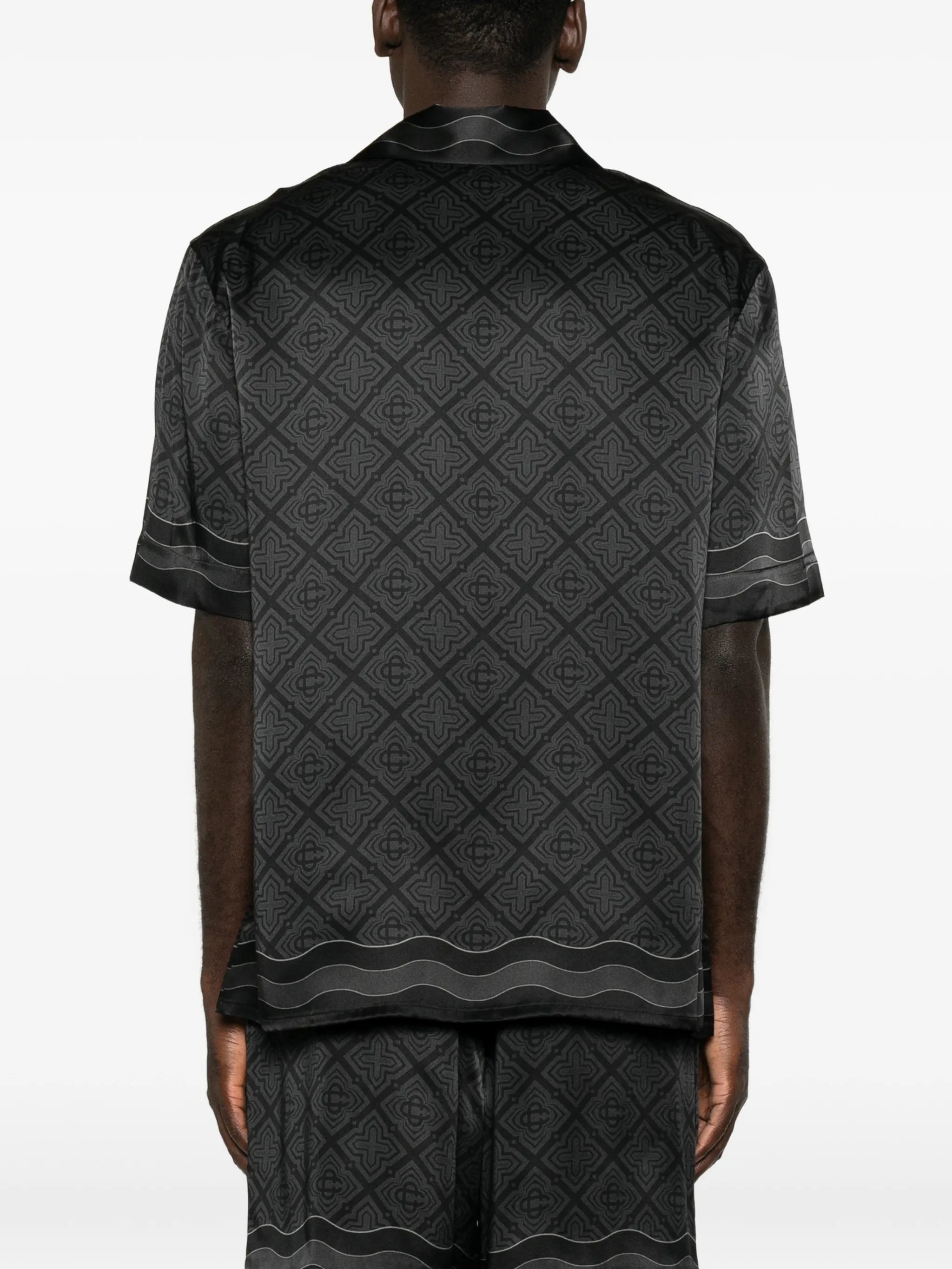 Radiating Monogram short-sleeve silk shirt