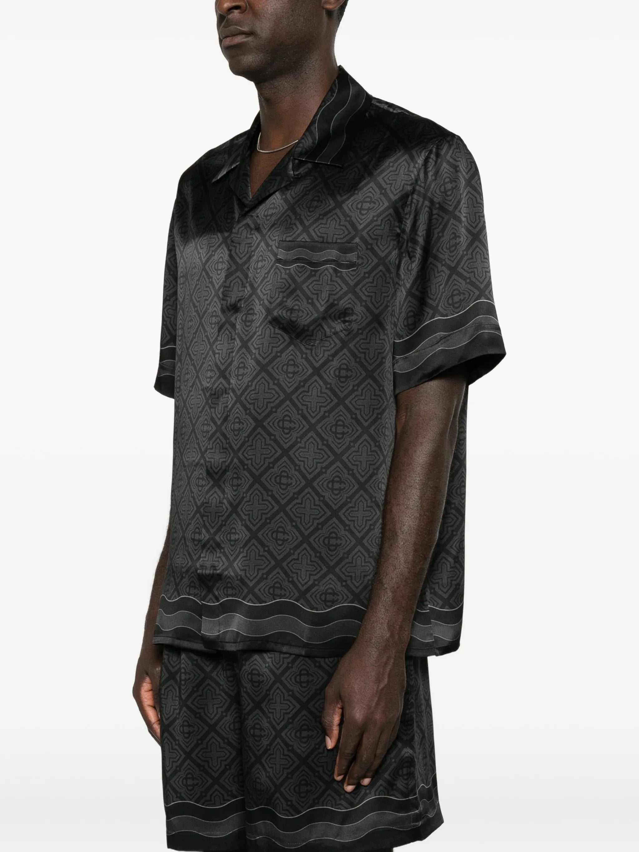 Radiating Monogram short-sleeve silk shirt