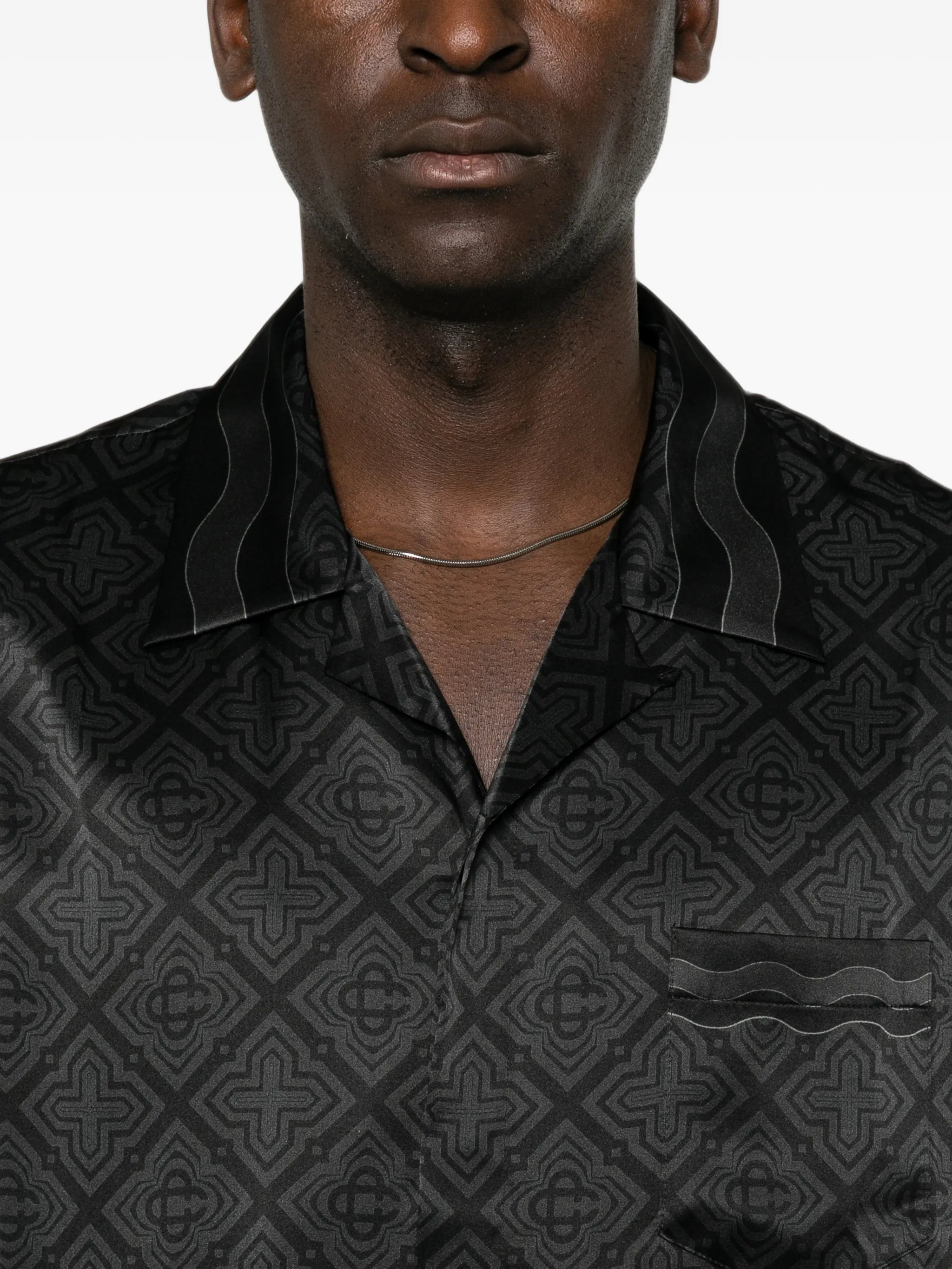 Radiating Monogram short-sleeve silk shirt