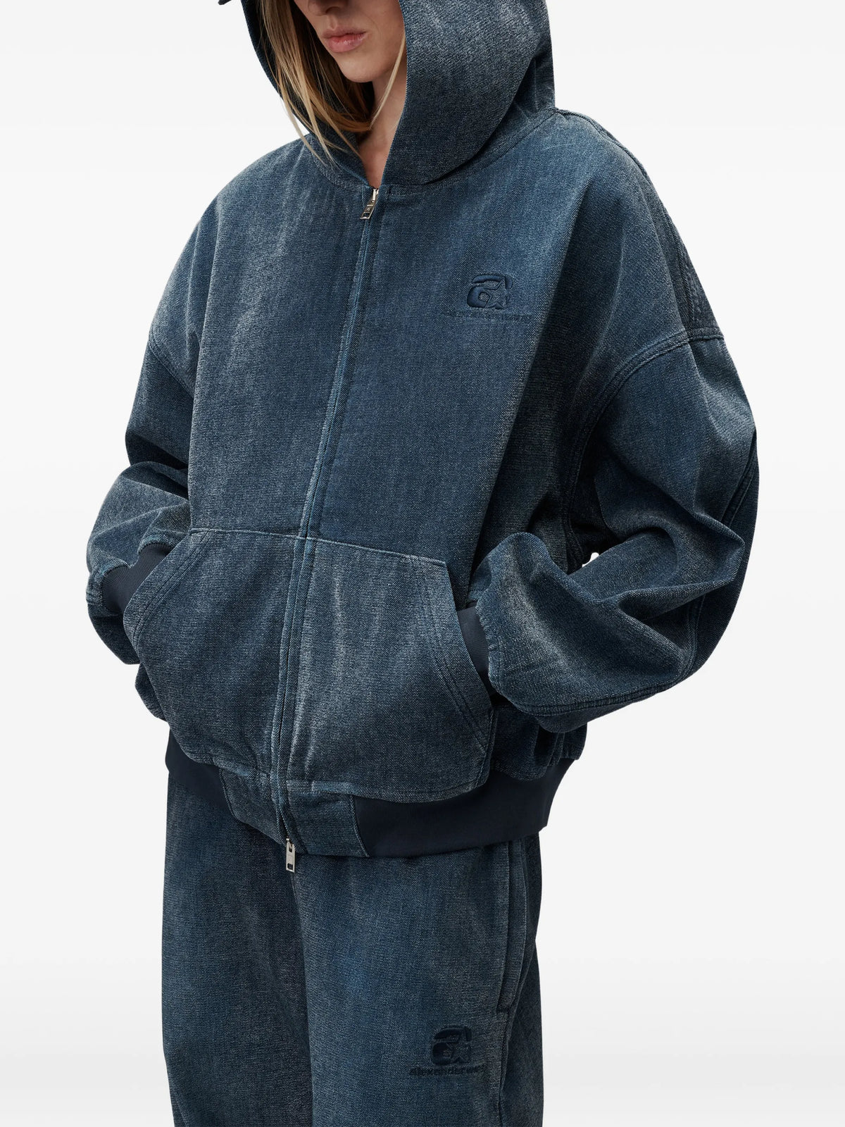 pre-styled brushed denim sweatpants