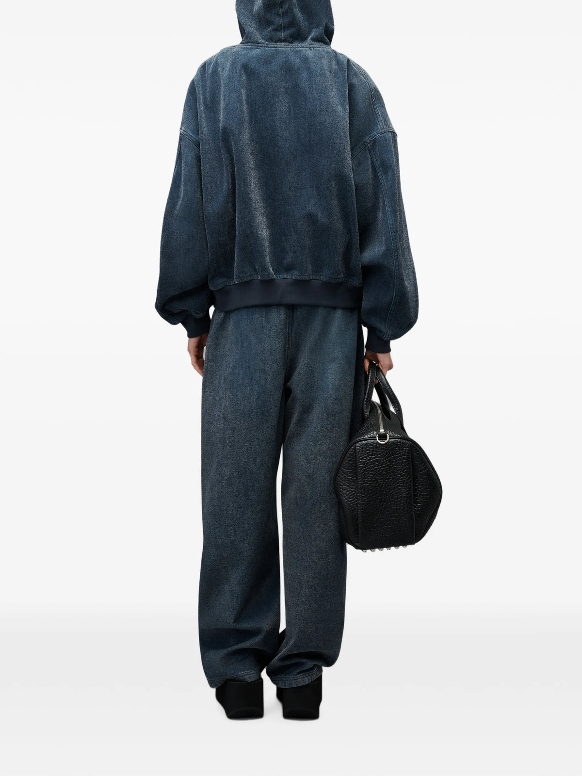 pre-styled brushed denim sweat trousers