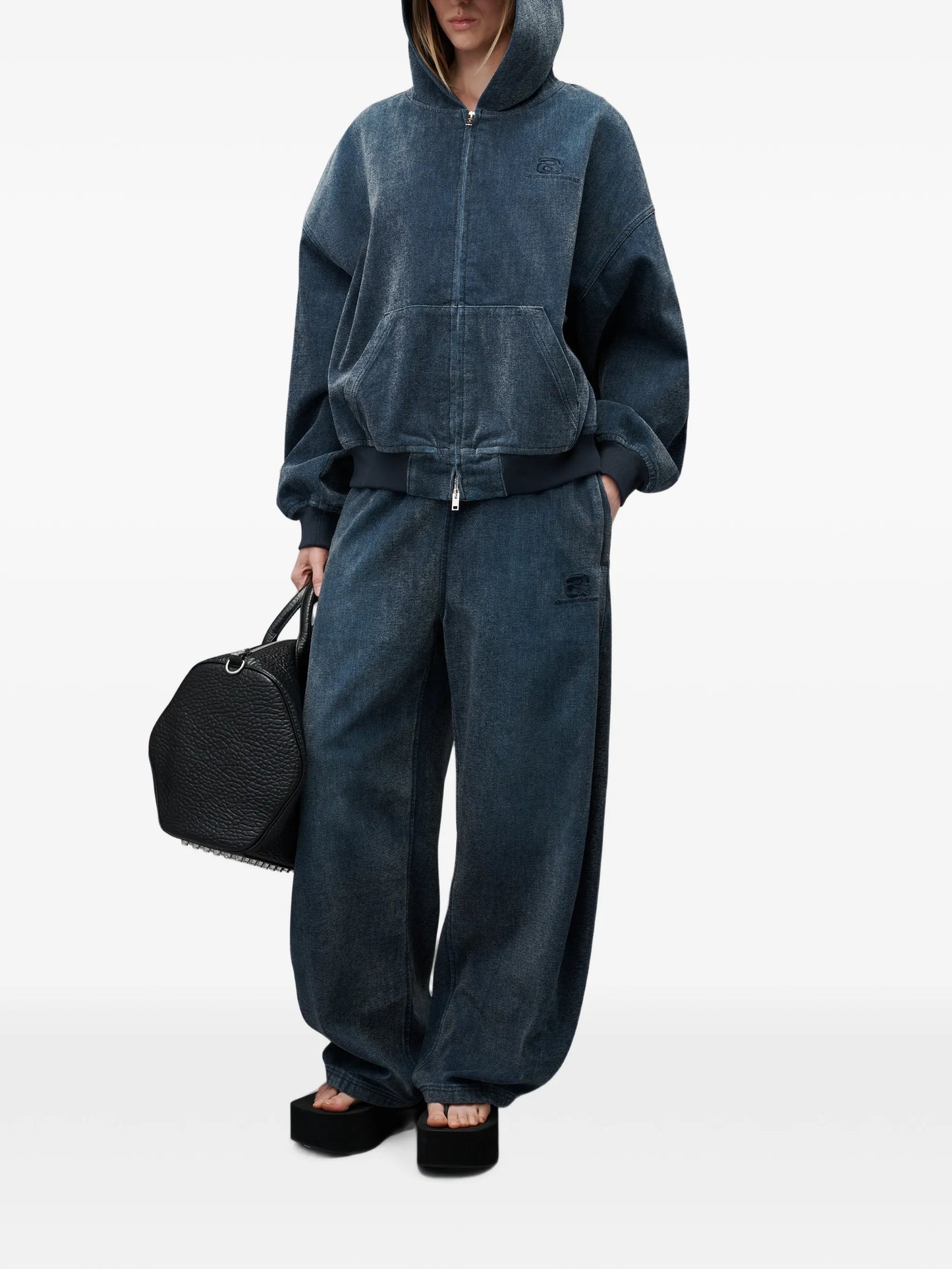 pre-styled brushed denim sweatpants