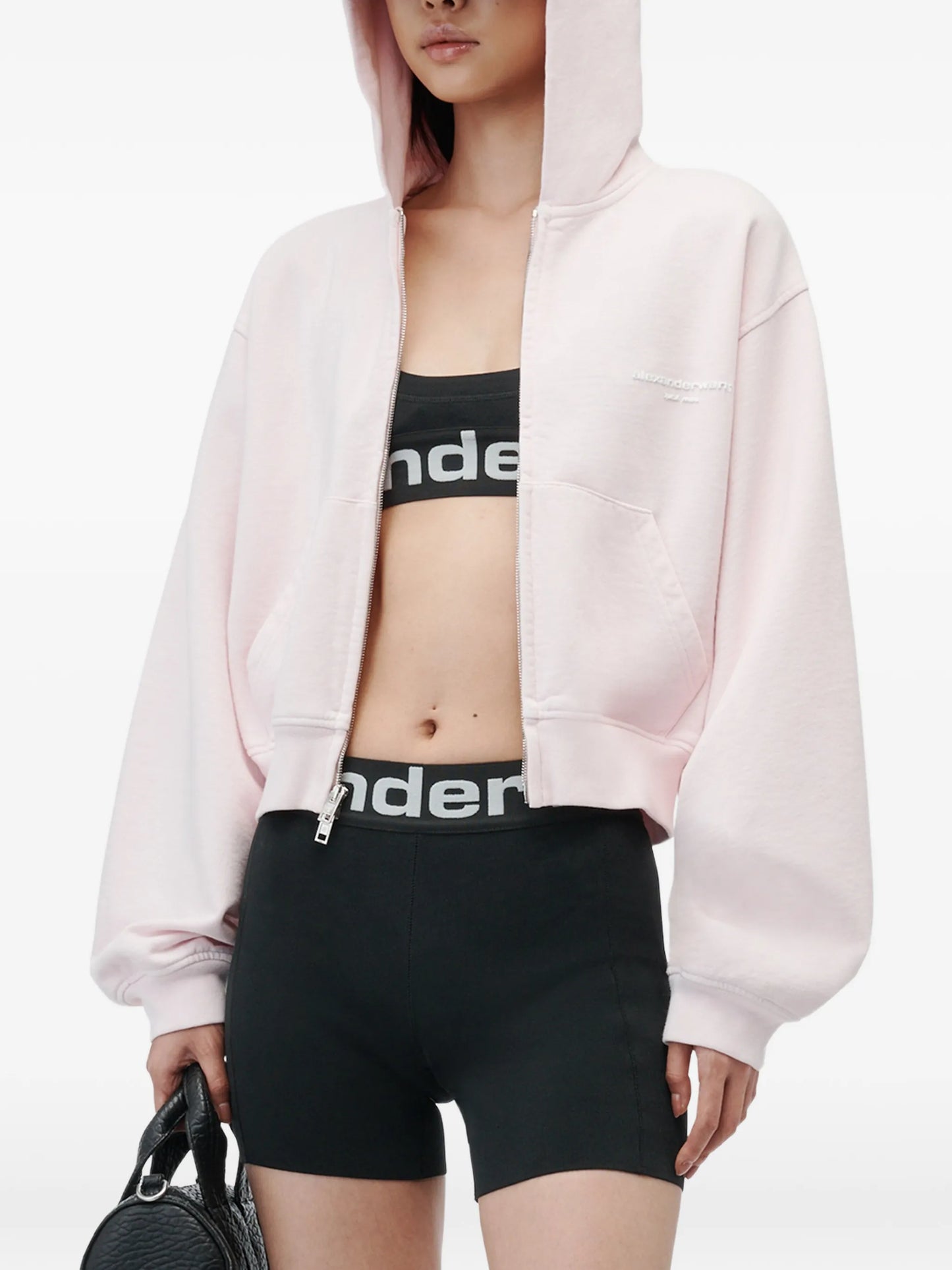 zip-up hoodie w/ logo print