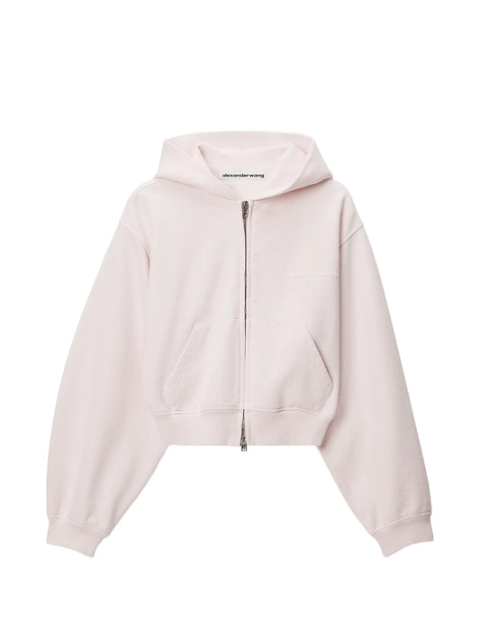 zip-up hoodie w/ logo print