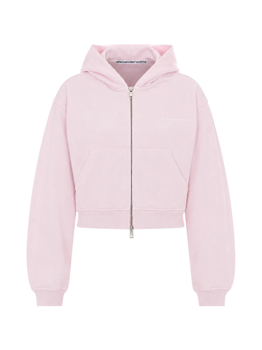 logo print zip-up hoodie