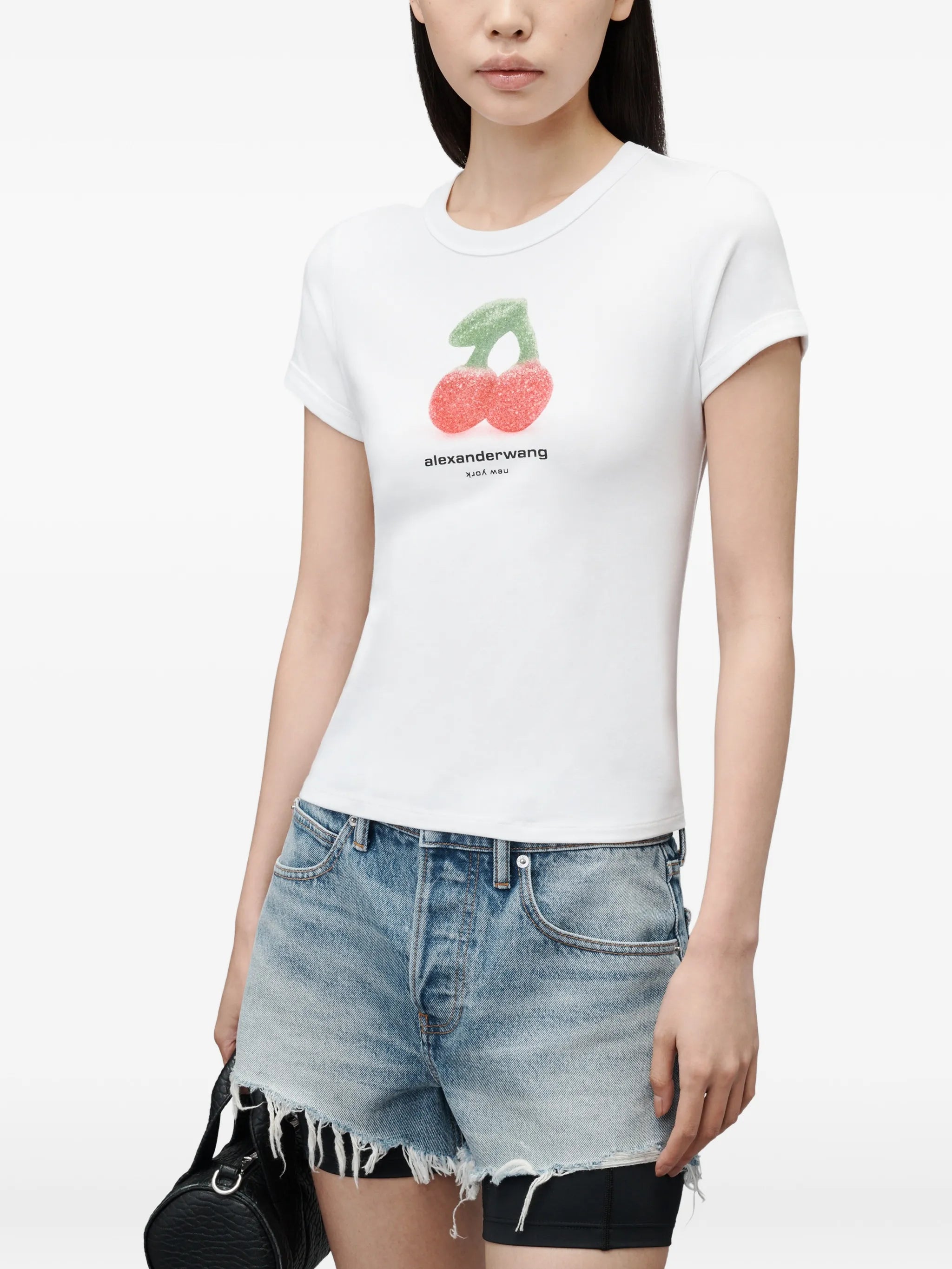 cherry graphic T-shirt with contrast trim