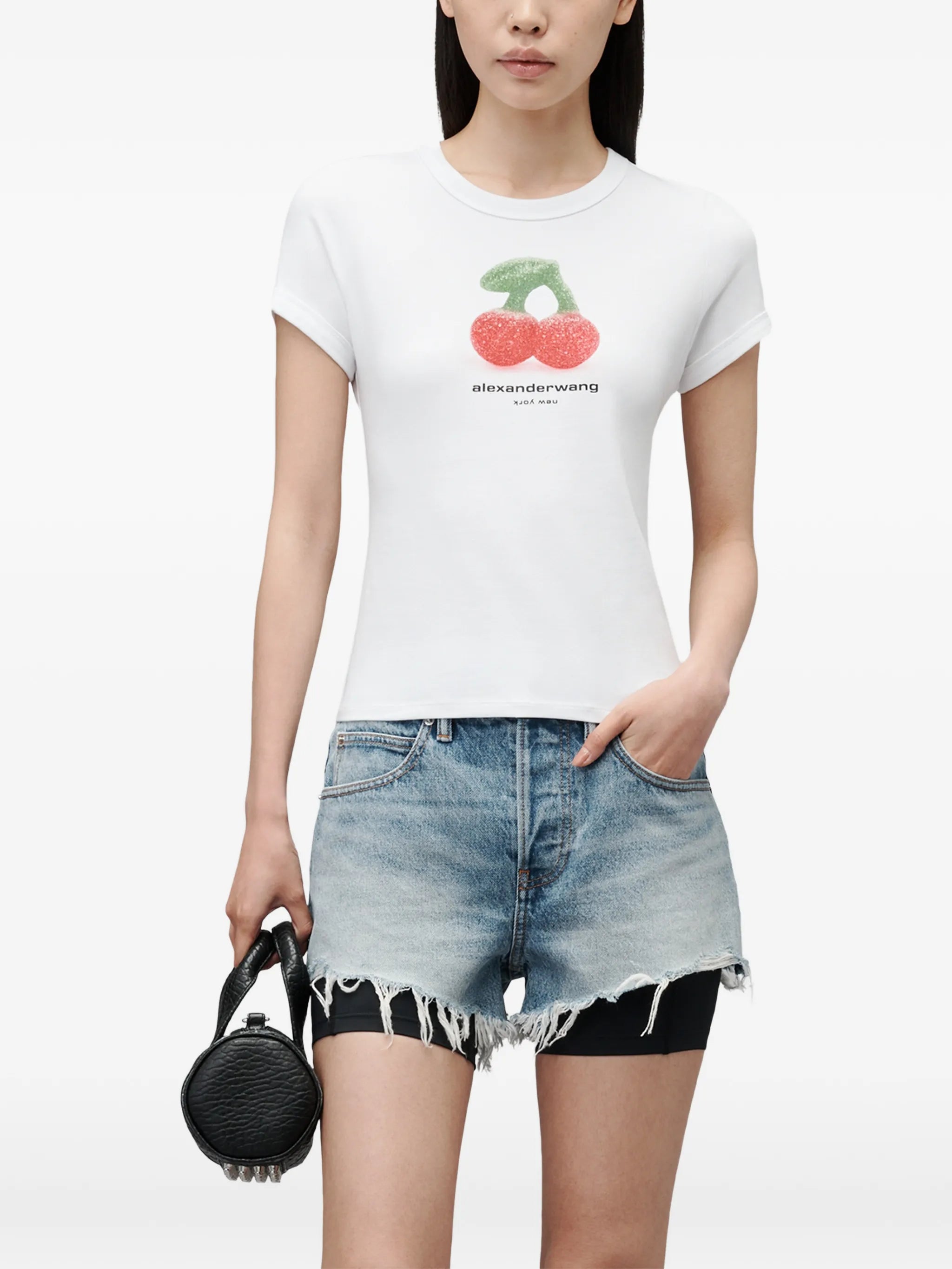 cherry graphic T-shirt with contrast trim
