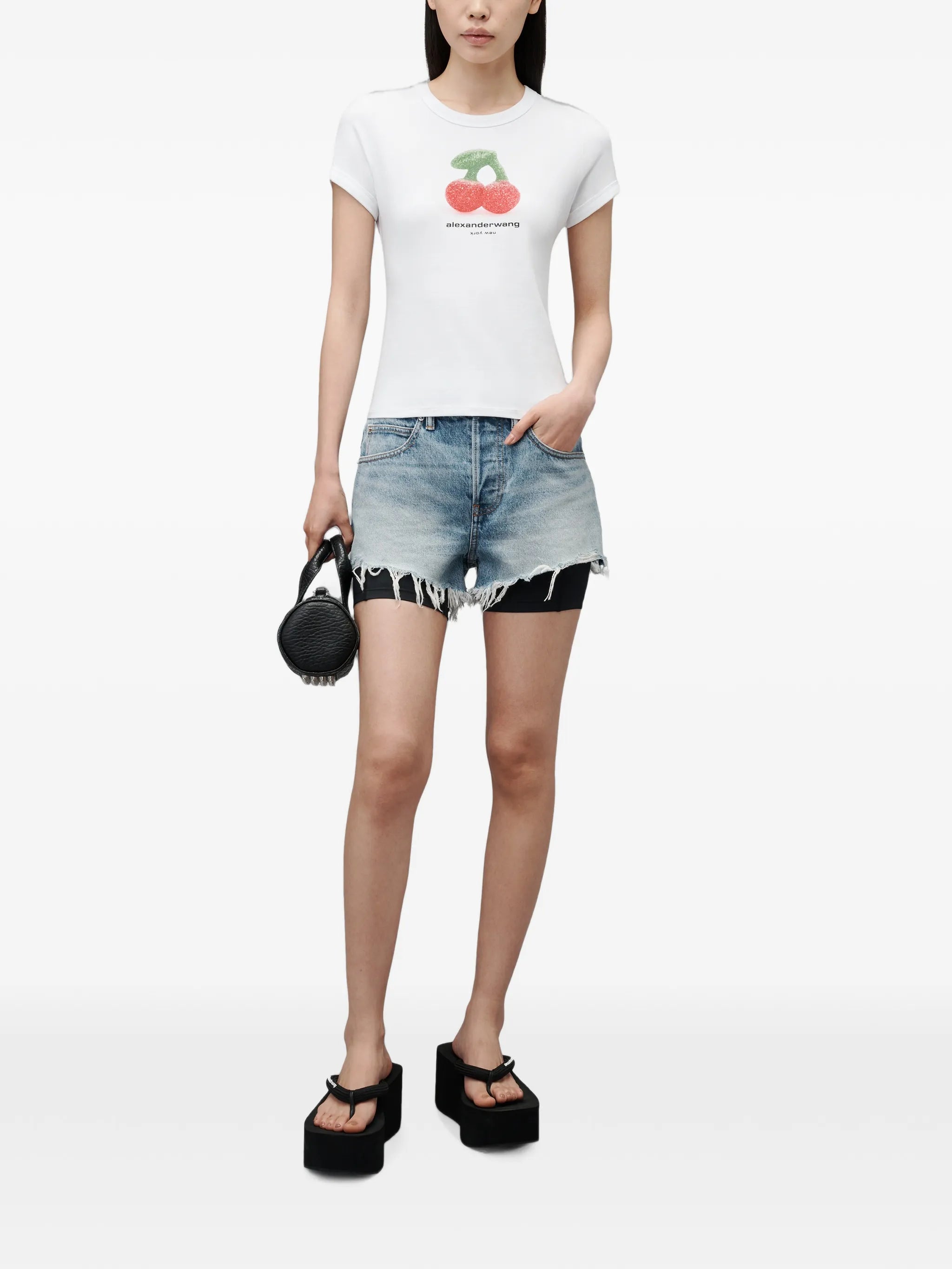 cherry graphic T-shirt with contrast trim