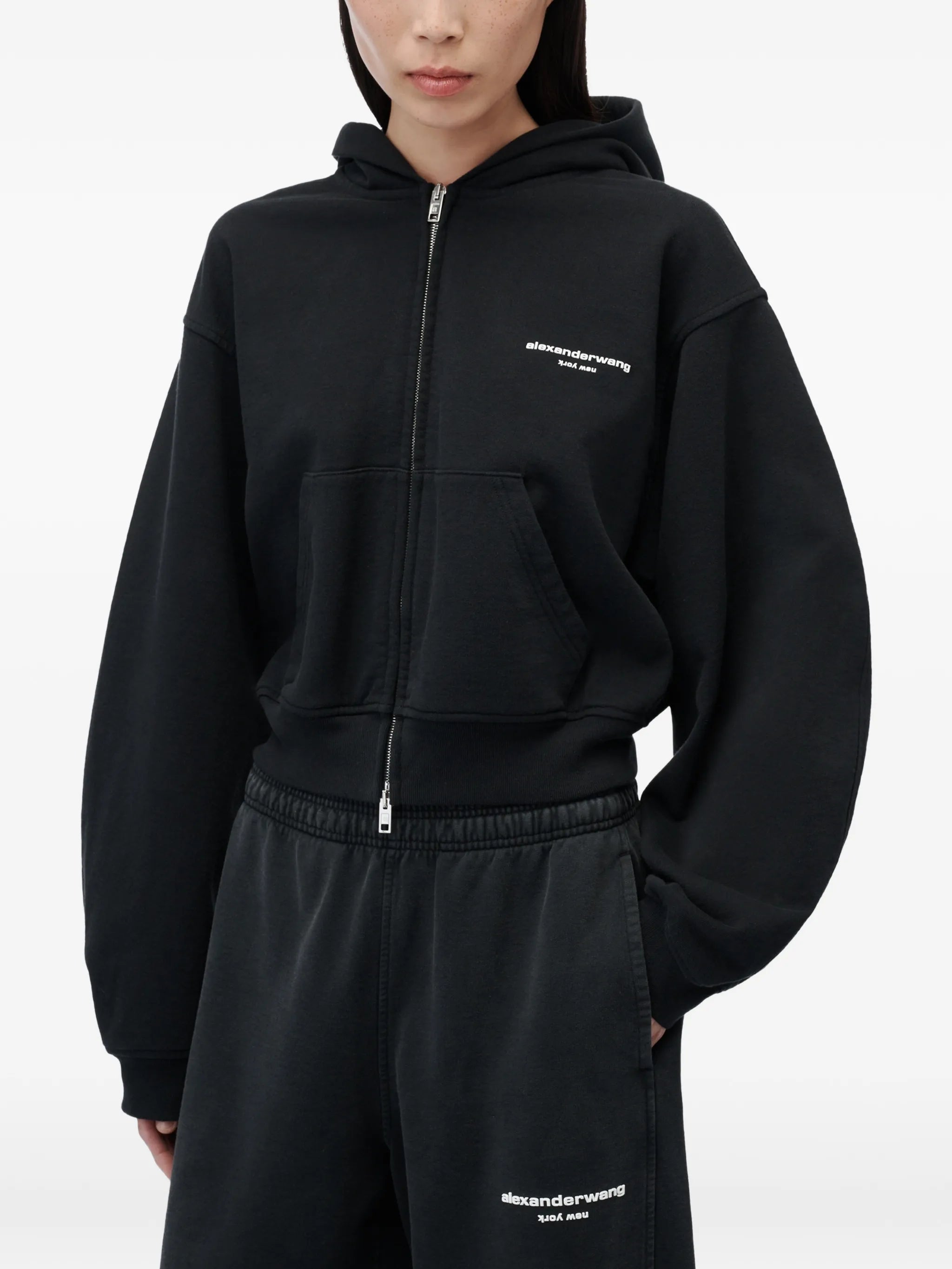 logo-print zip-up hoodie