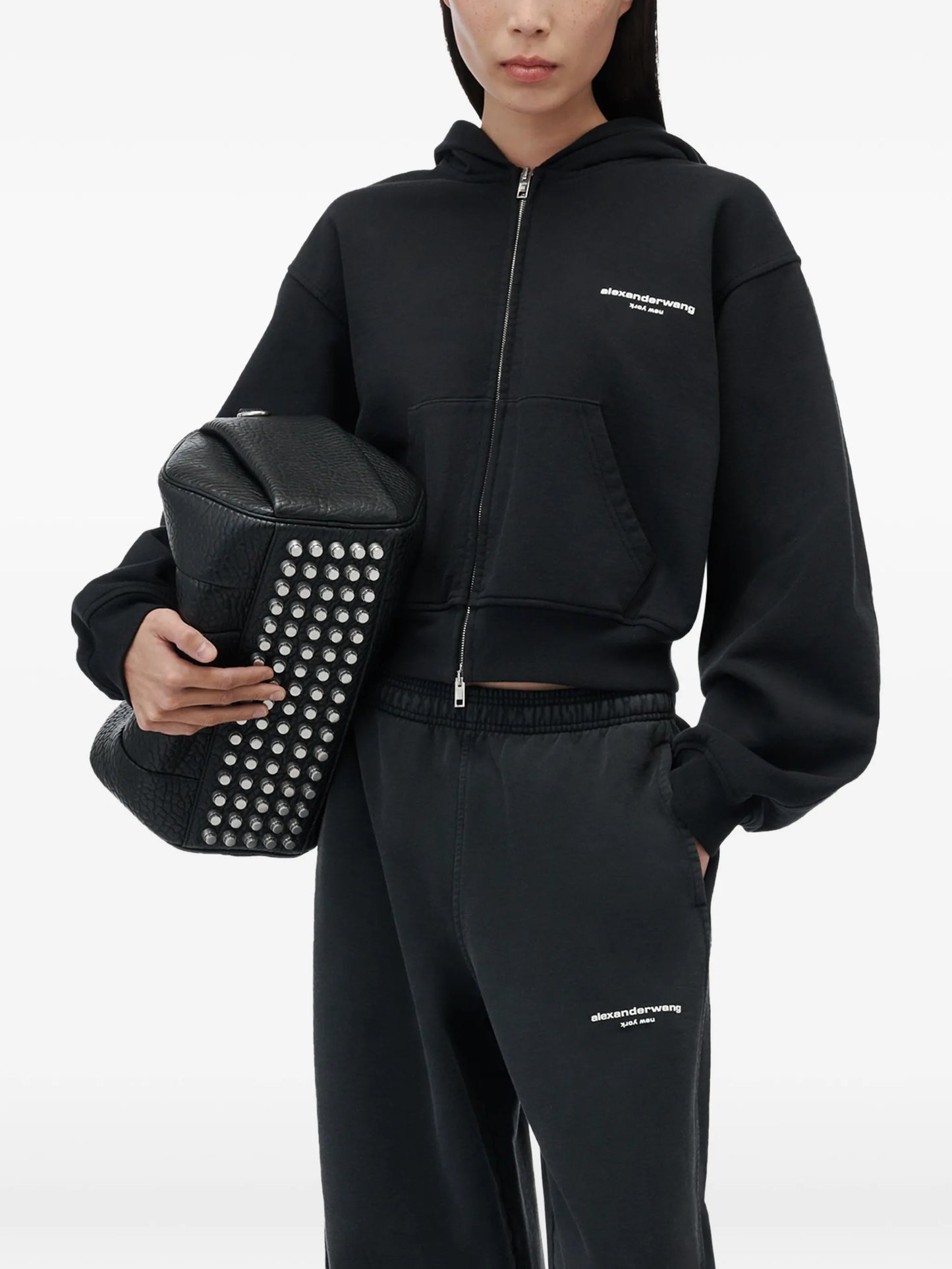 logo-print zip-up hoodie