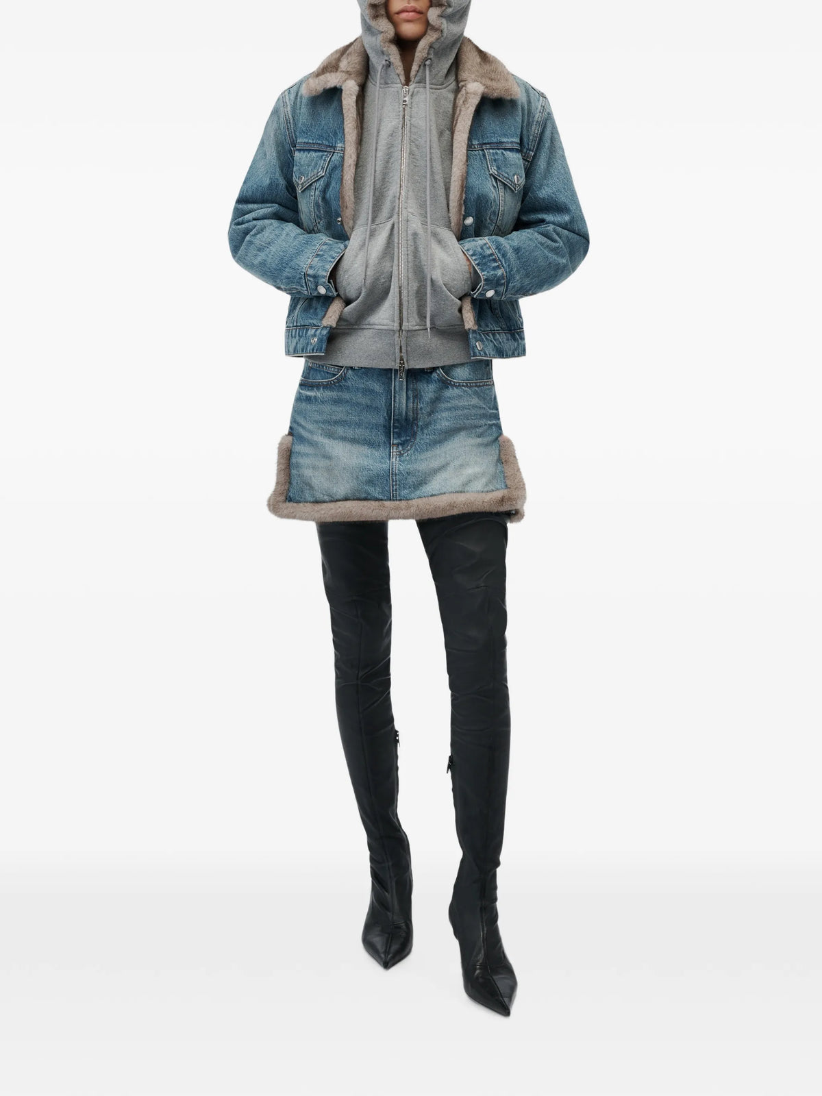faux fur lined denim jacket