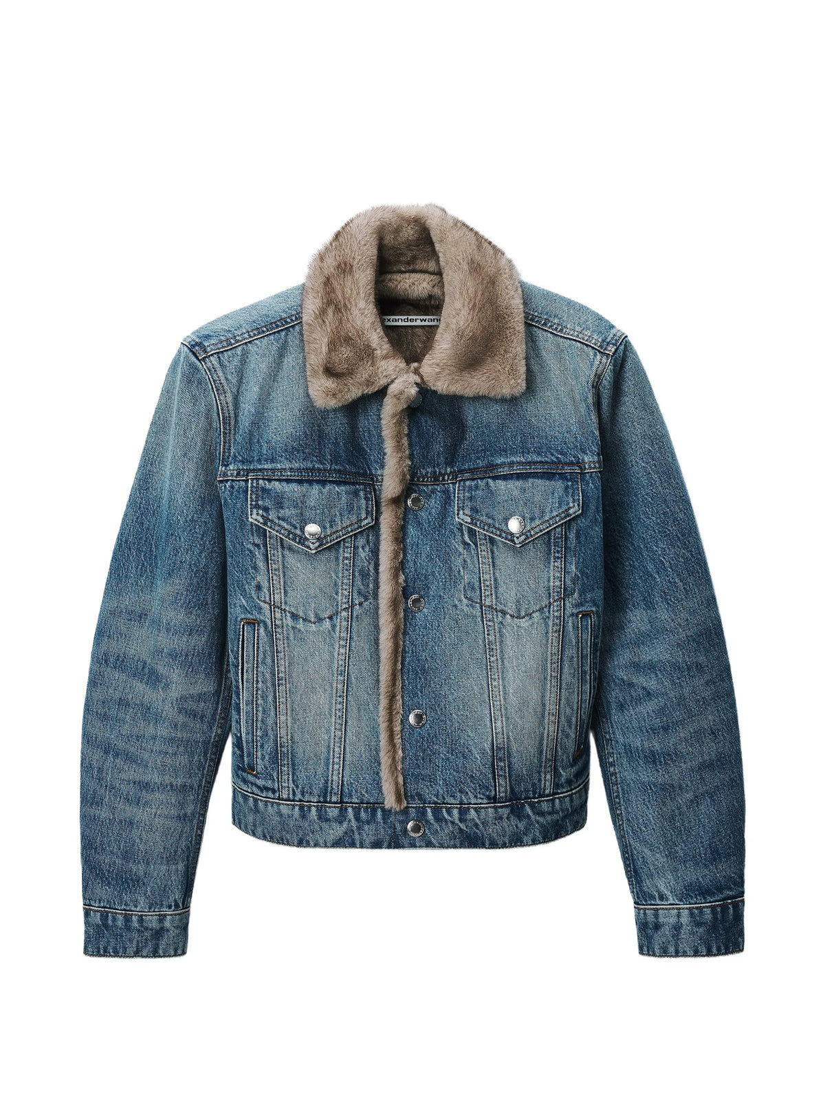 faux fur lined denim jacket