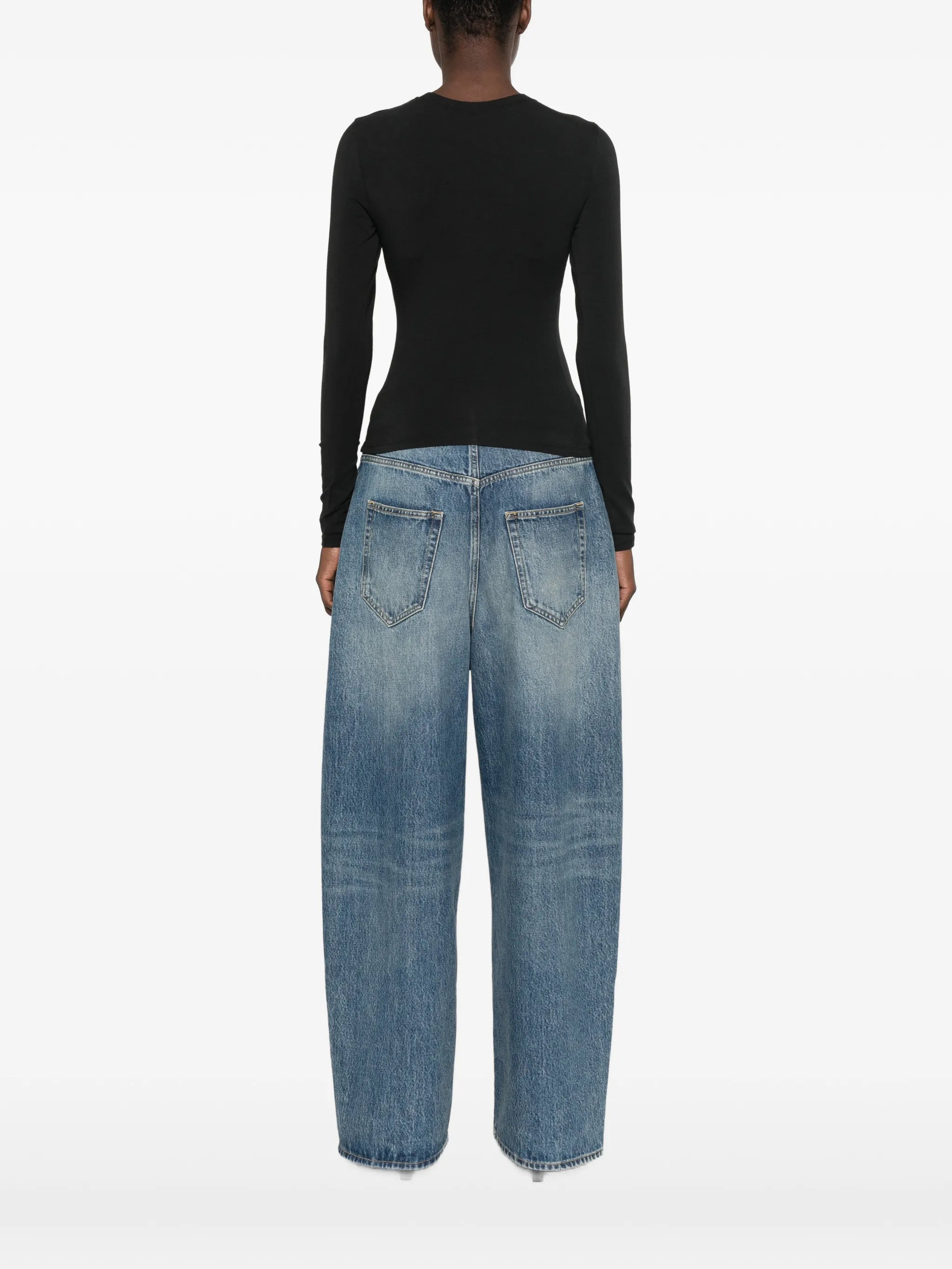 layered-detail ribbed-knit top