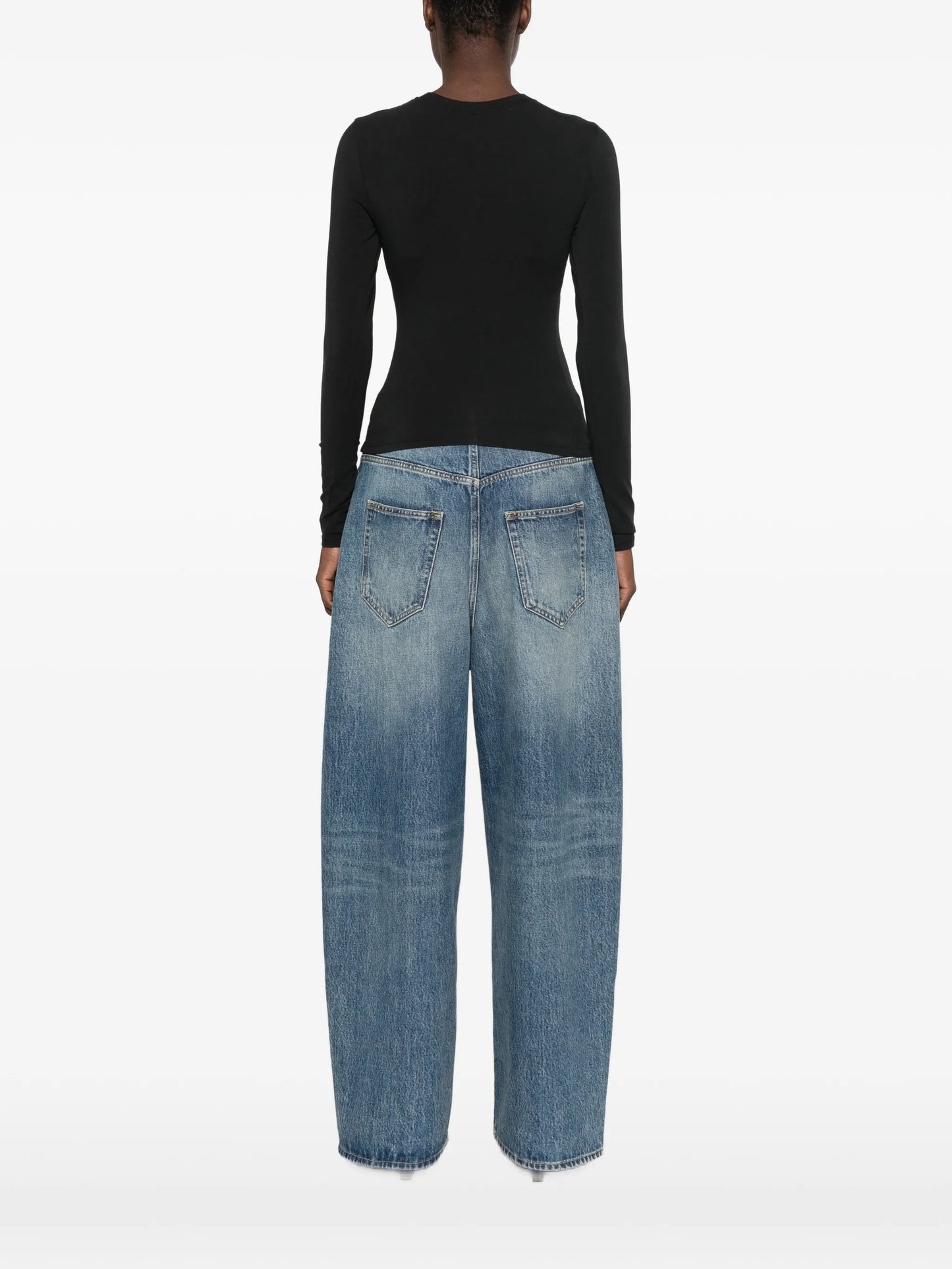 layered-detail ribbed-knit top