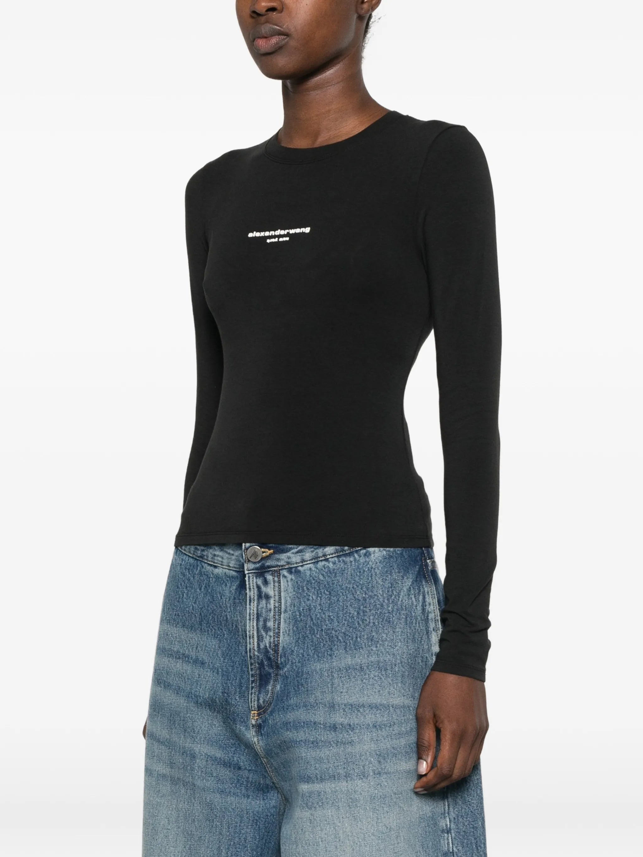 layered-detail ribbed-knit top