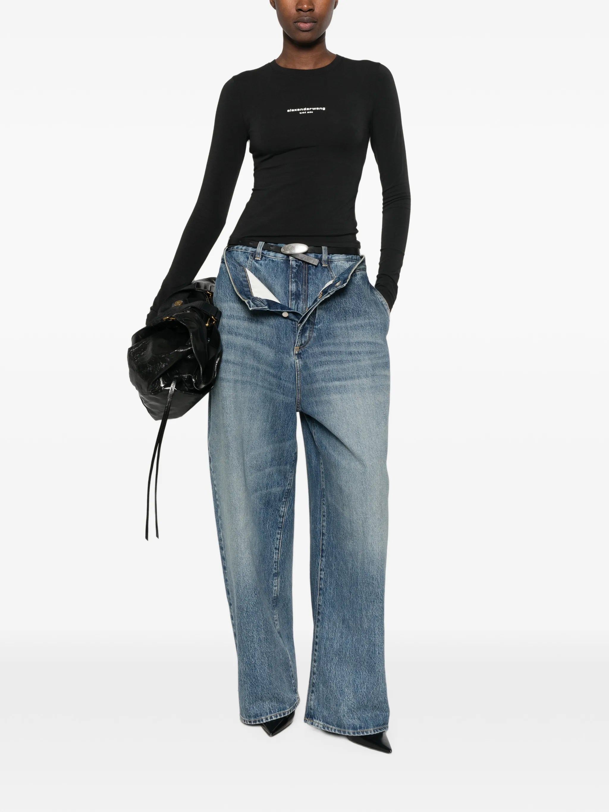 layered-detail ribbed-knit top