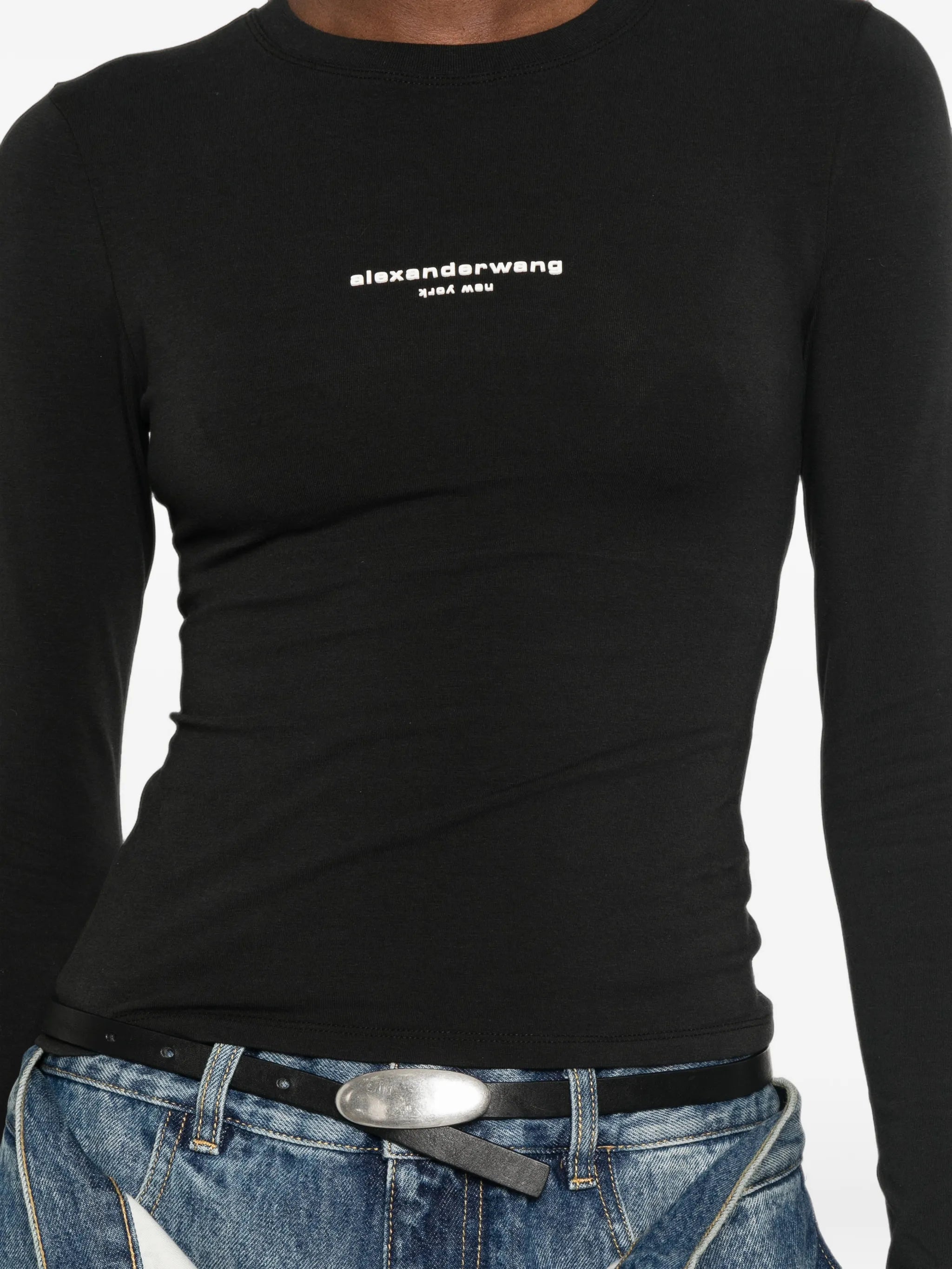 layered-detail ribbed-knit top
