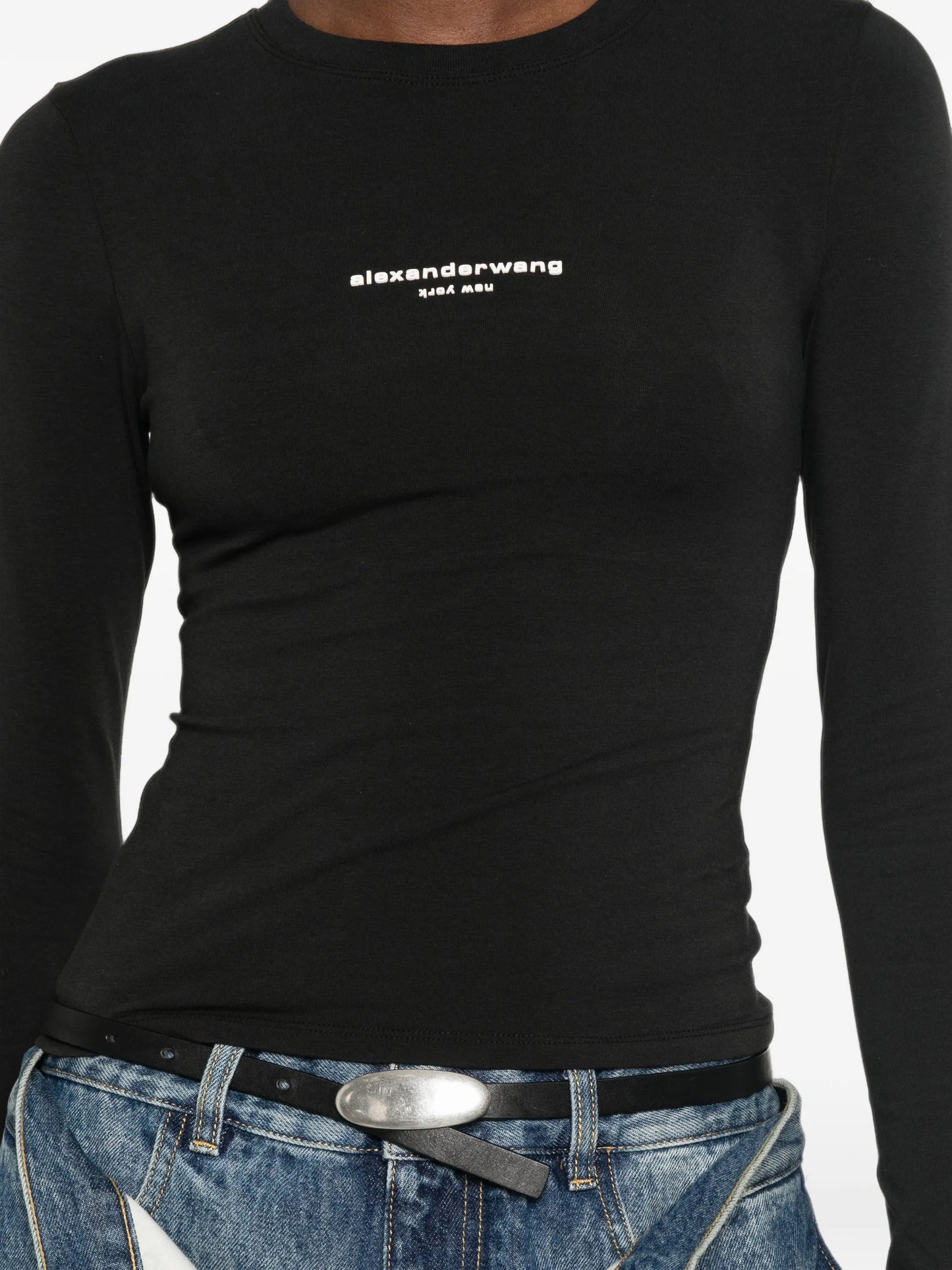 layered-detail ribbed-knit top