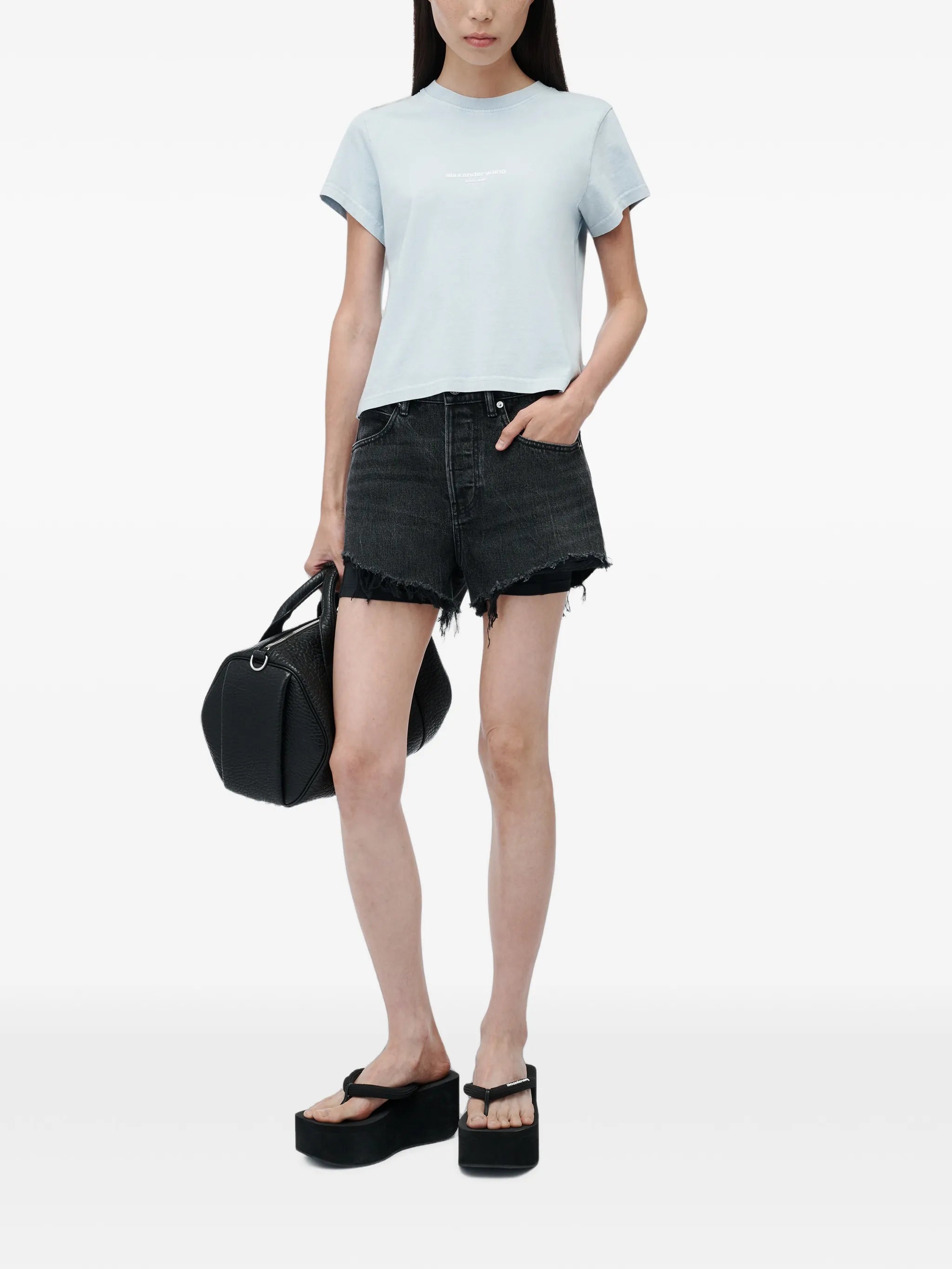 logo-print shrunken short-sleeve T-shirt