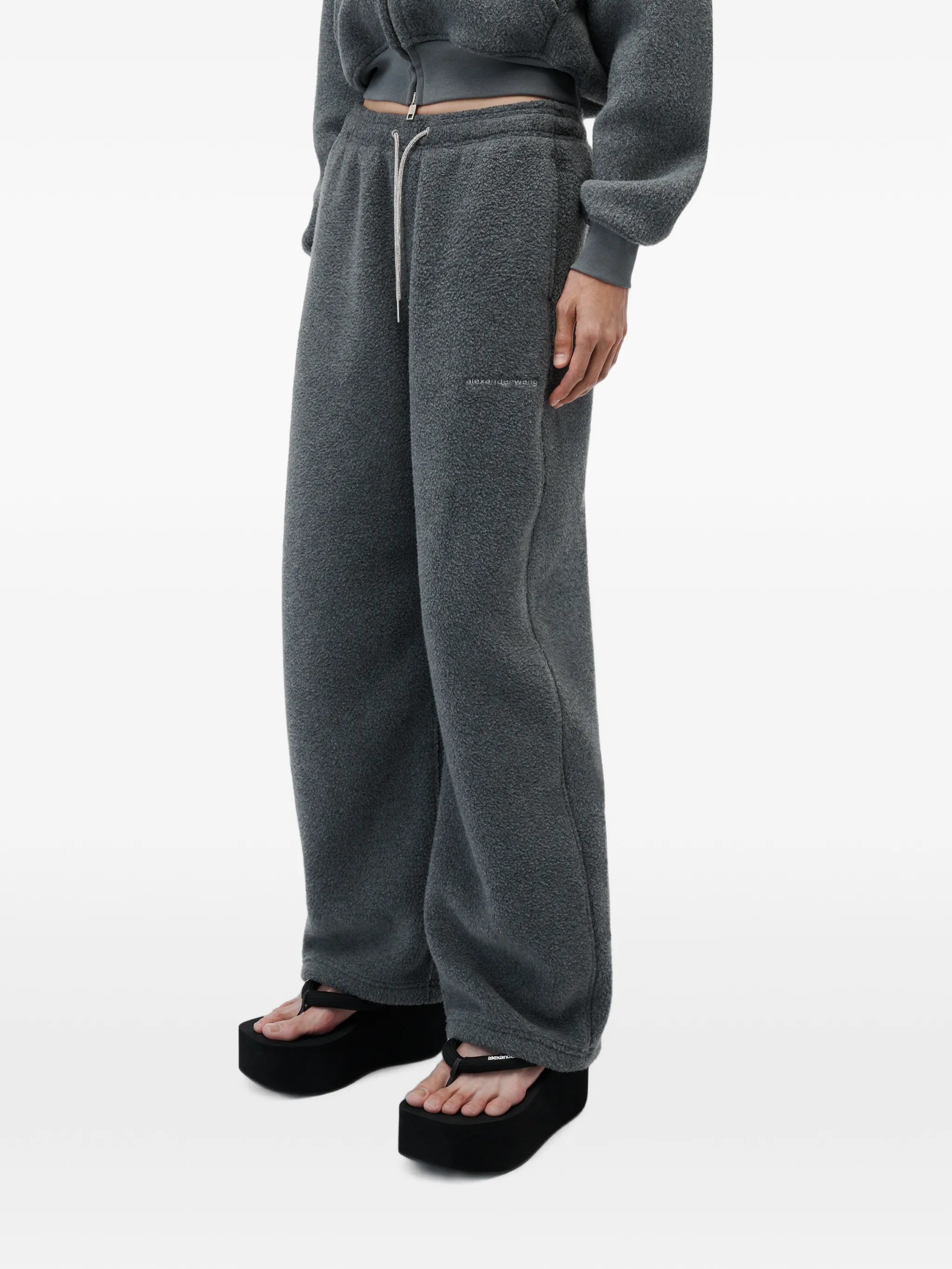 mid-rise track pant w/ rhinestone drawcord