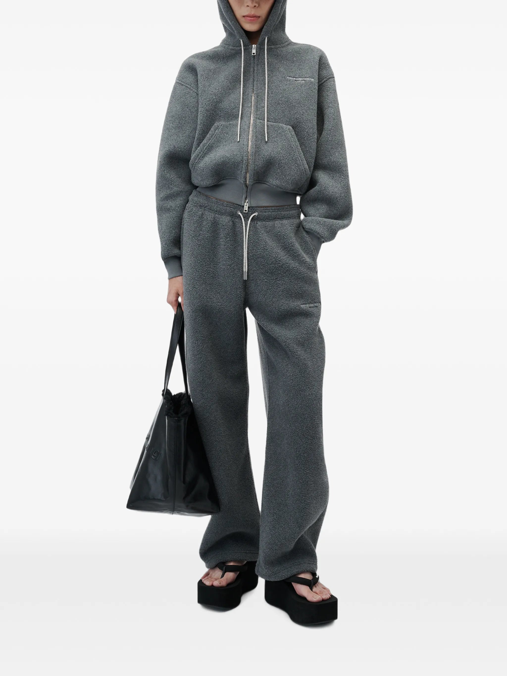 mid-rise track pant w/ rhinestone drawcord