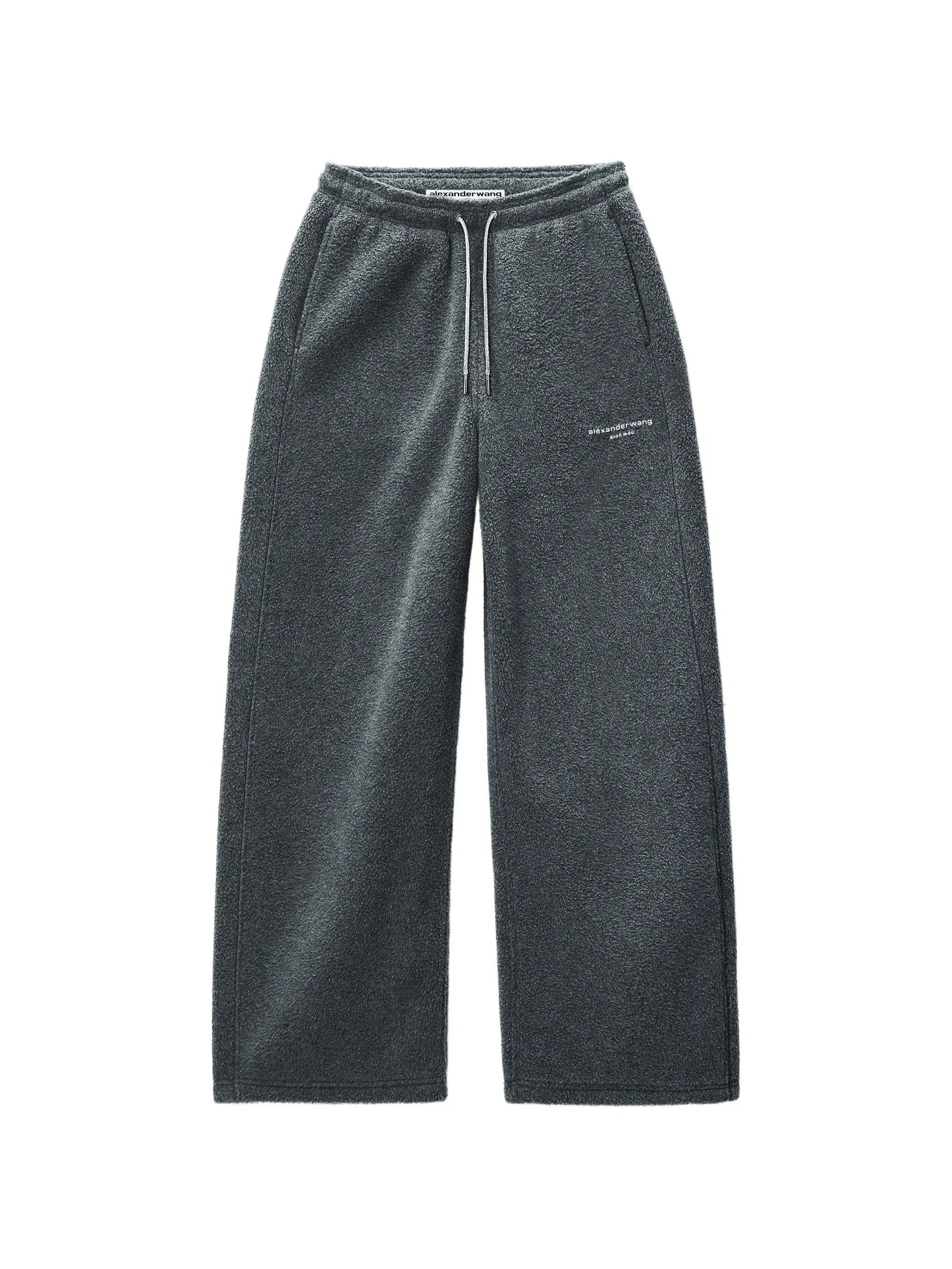 mid-rise track pant w/ rhinestone drawcord
