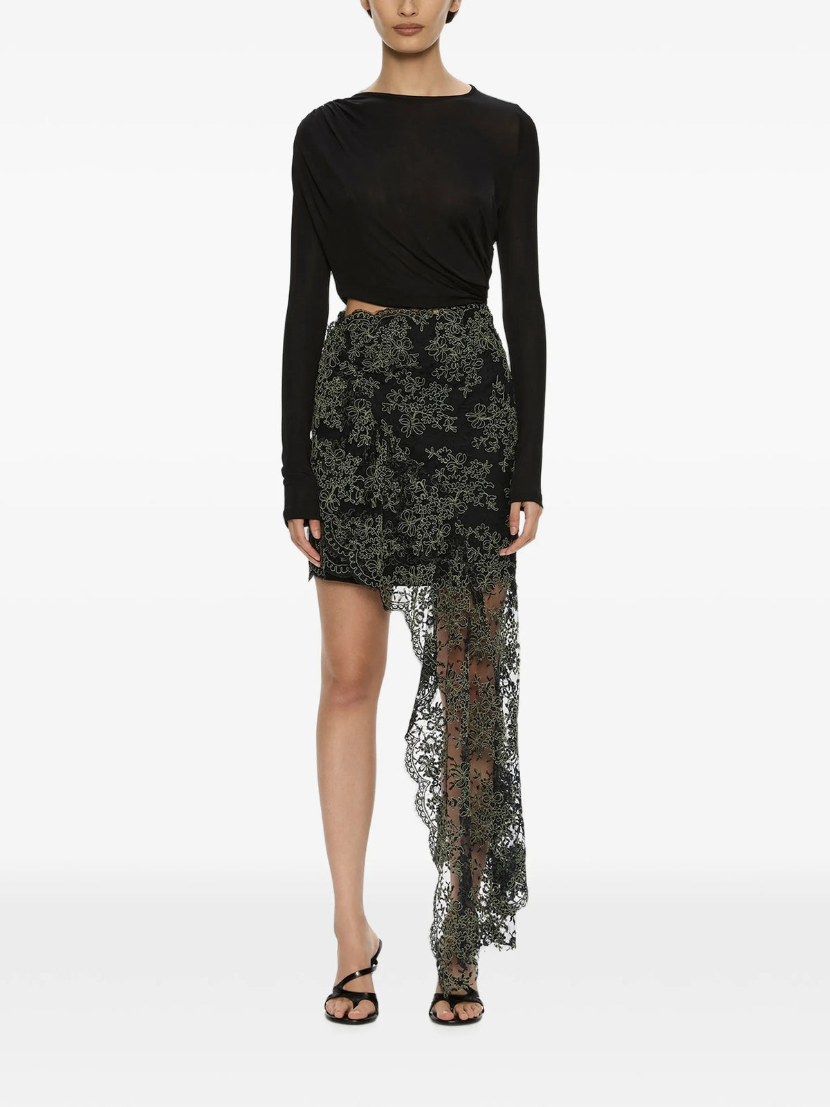 Verve twisted-lace assymetric dress