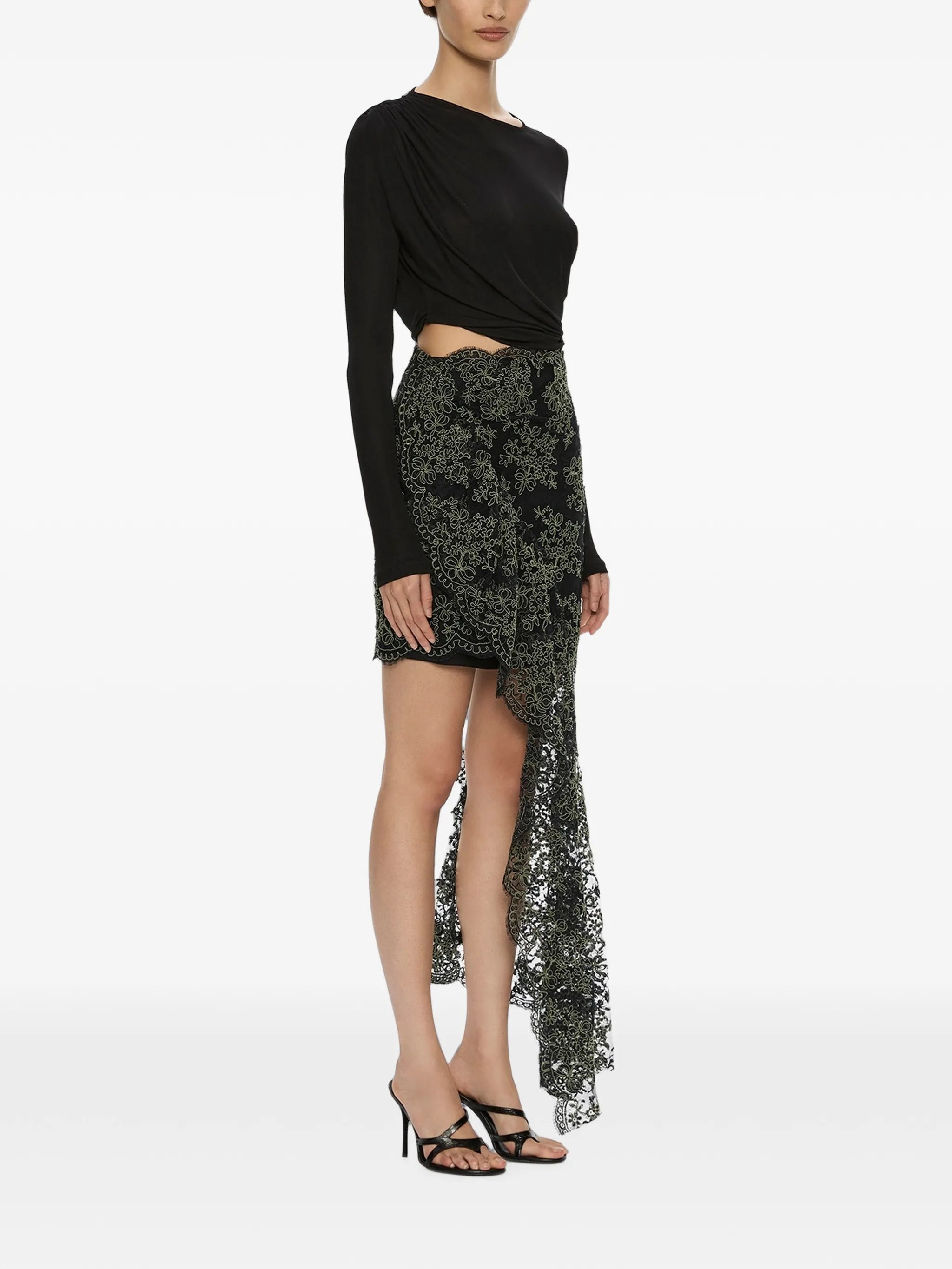 Verve twisted-lace assymetric dress