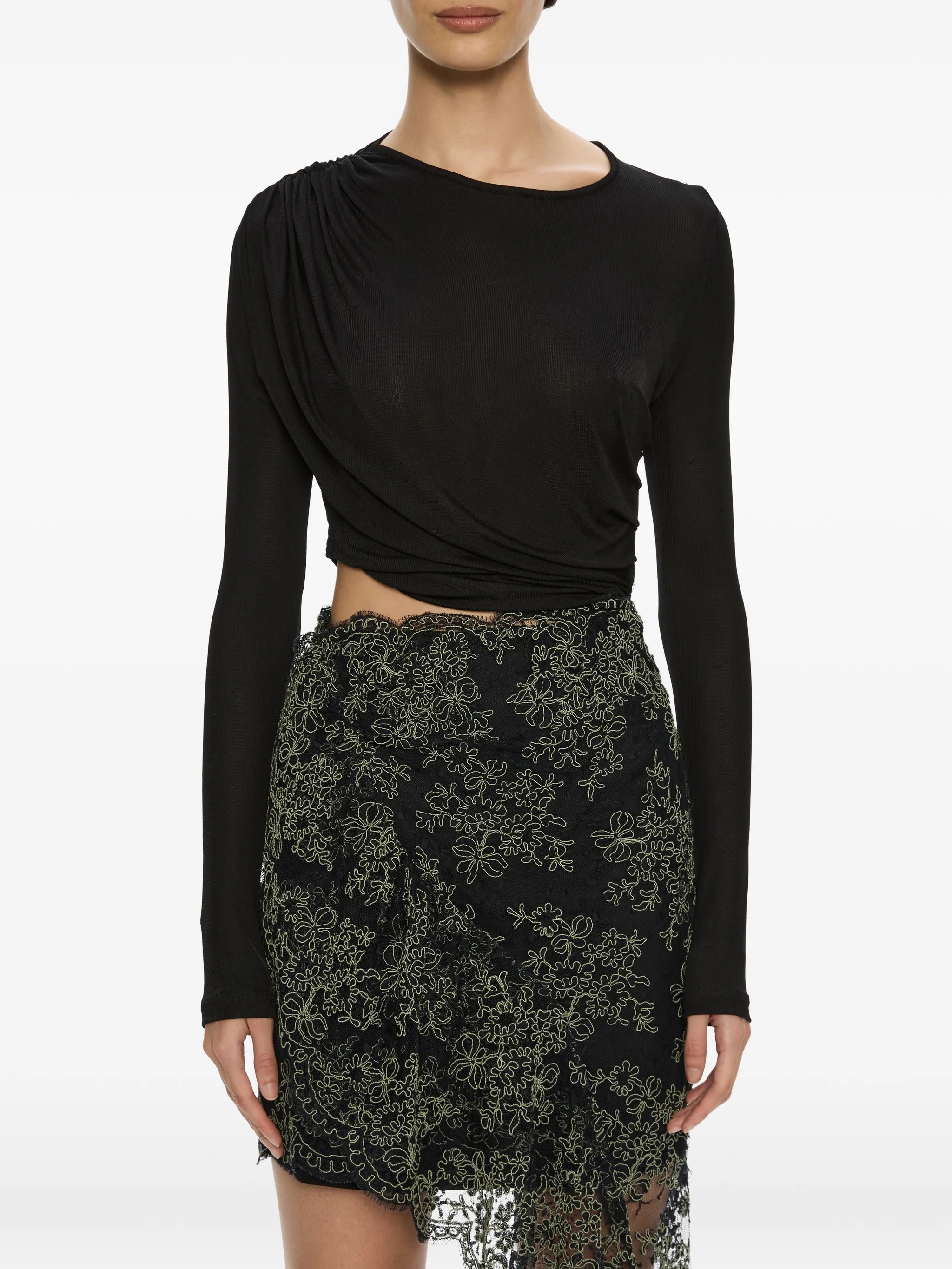 Verve twisted-lace assymetric dress