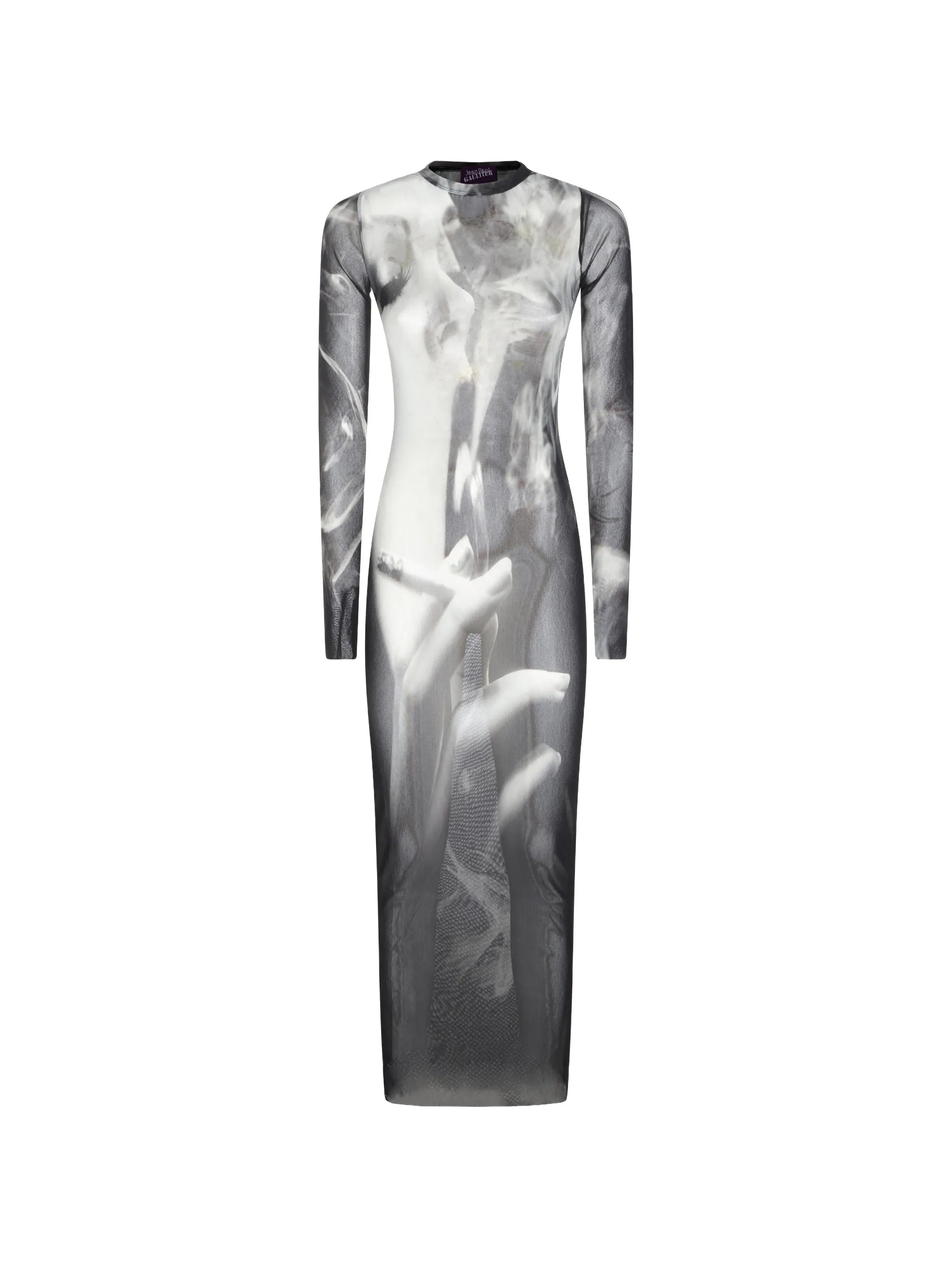 graphic-print long-sleeve maxi dress