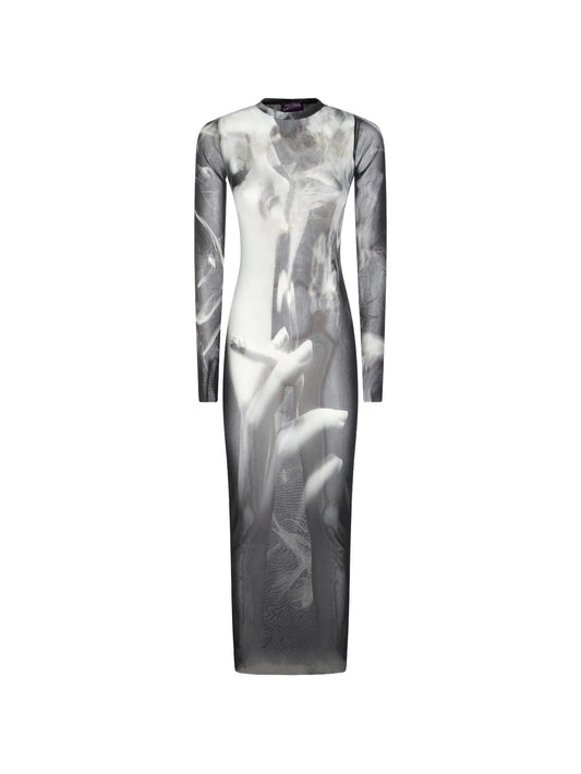 graphic-print long-sleeve maxi dress