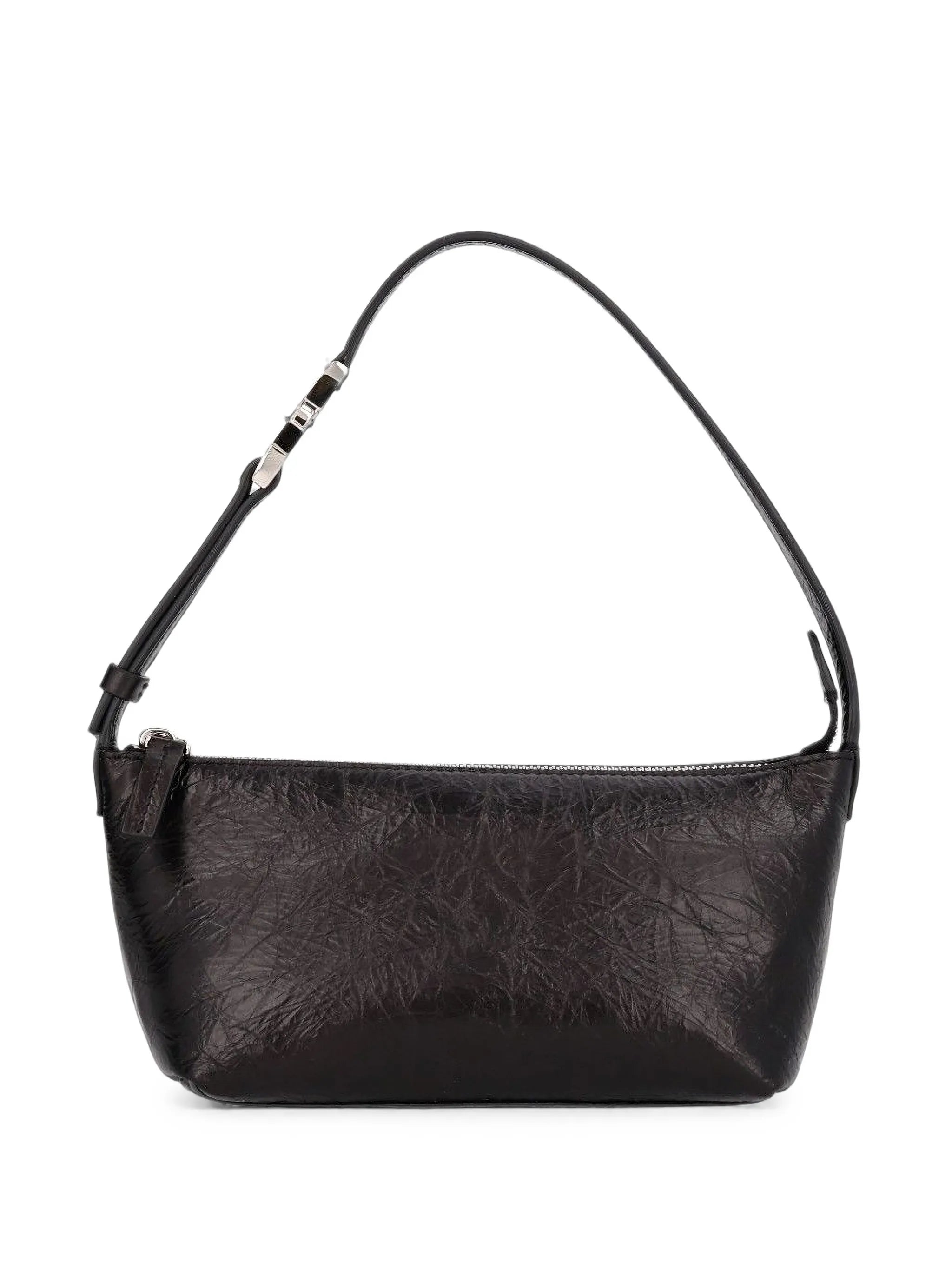 Vanity Pouch small crackled black leather bag