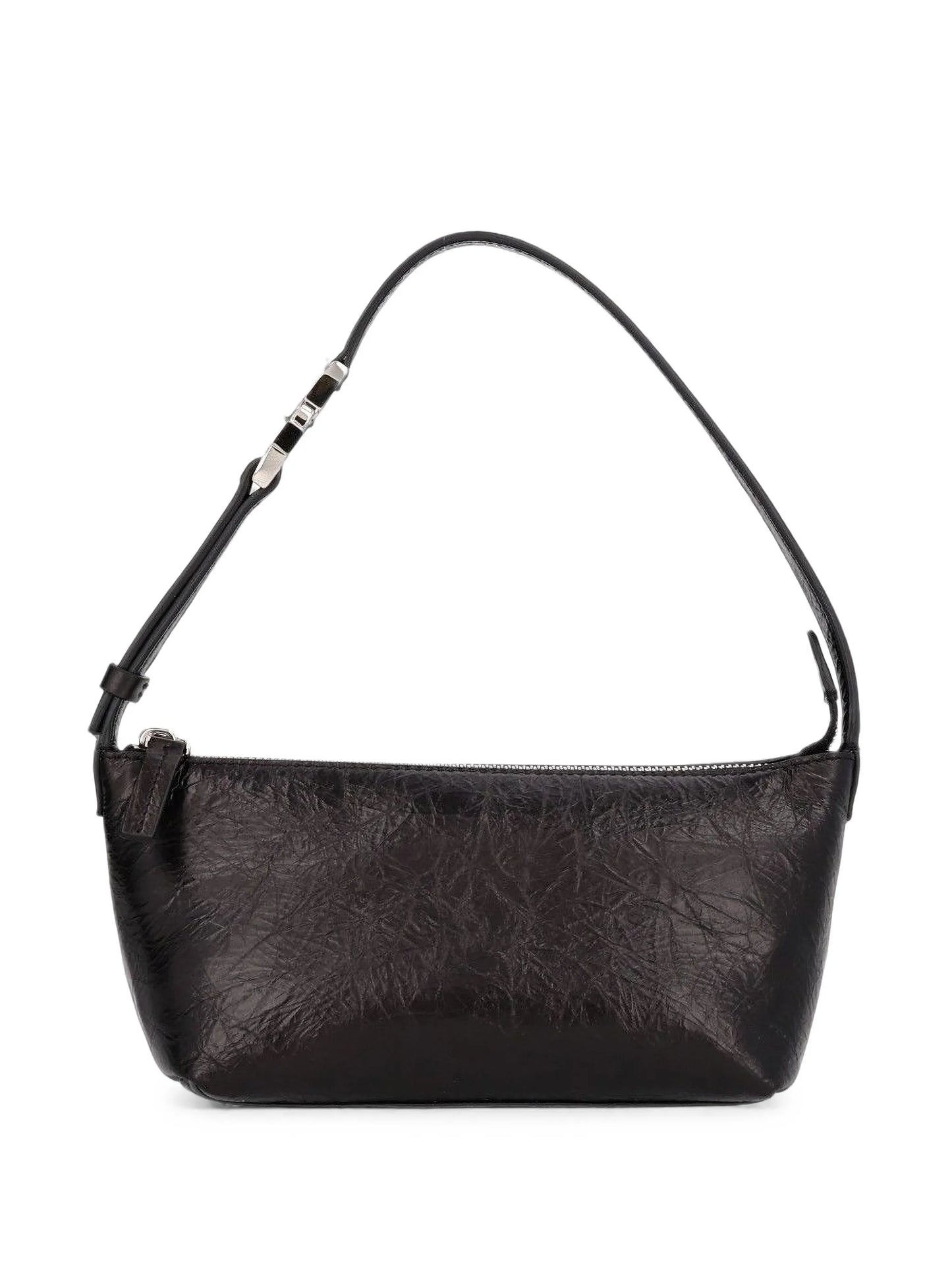 Vanity Pouch small crackled black leather bag