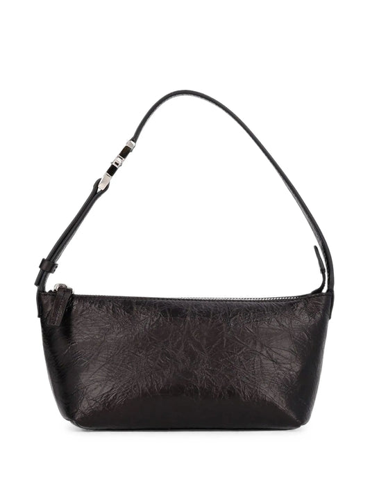 Vanity Pouch small crackled black leather bag
