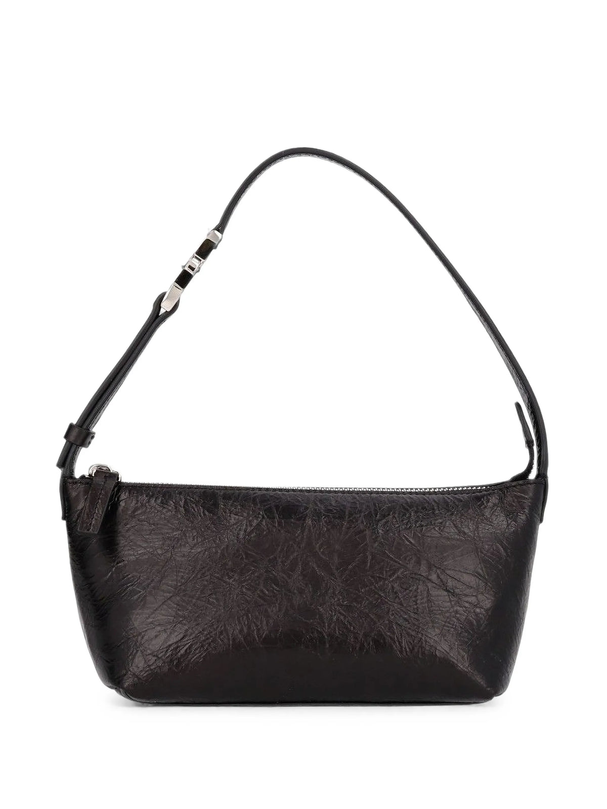 Vanity Pouch small crackled black leather bag