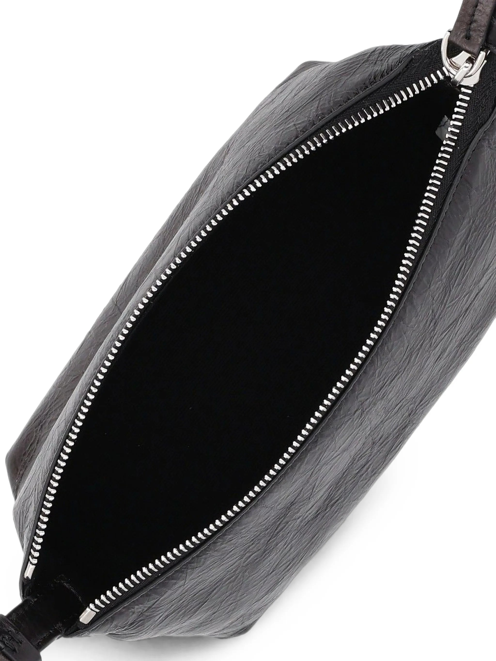 Vanity Pouch small crackled black leather bag