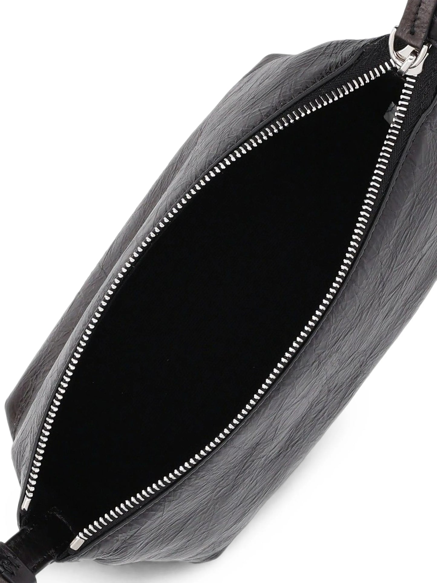 Vanity Pouch small crackled black leather bag
