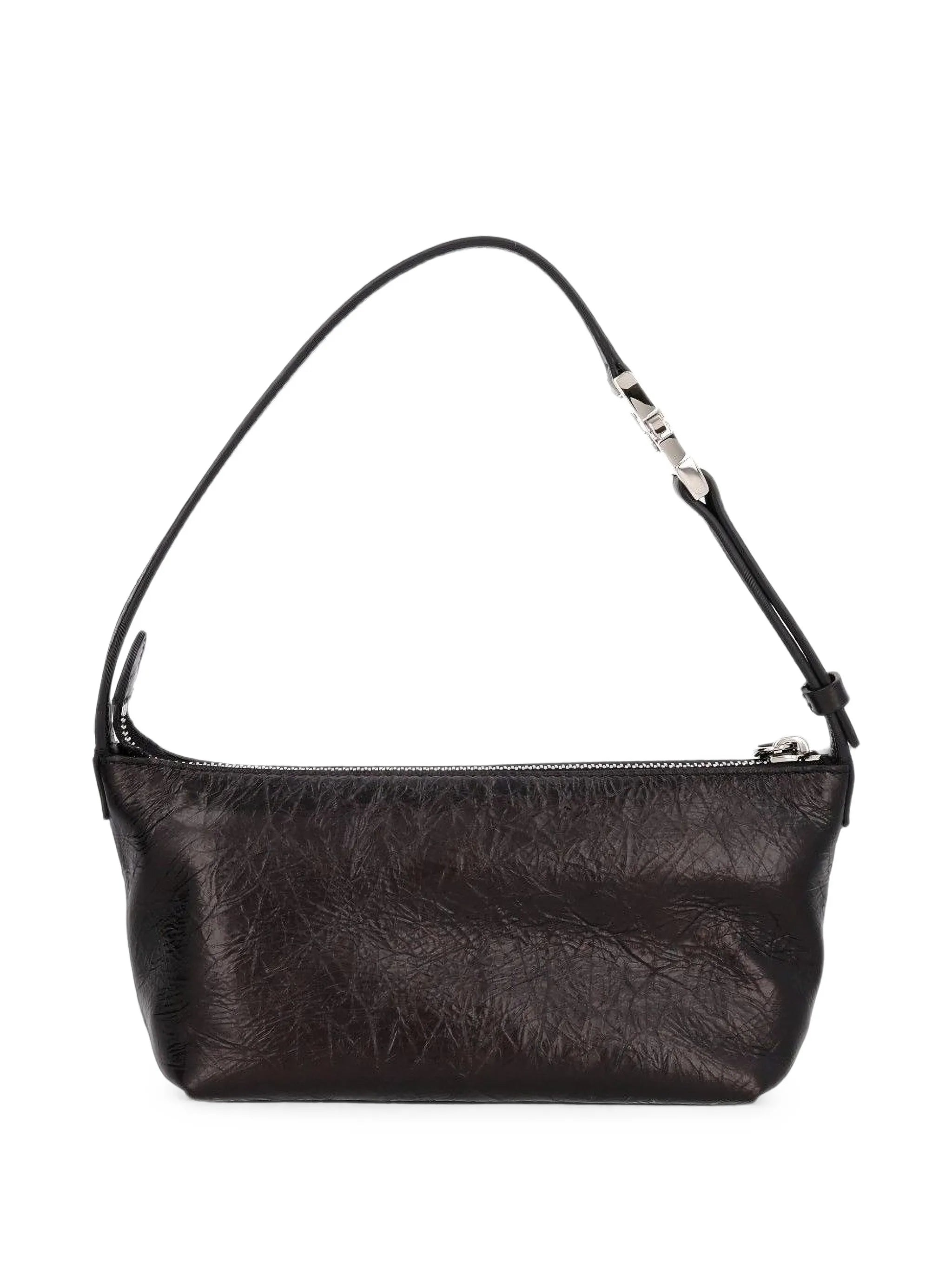Vanity Pouch small crackled black leather bag