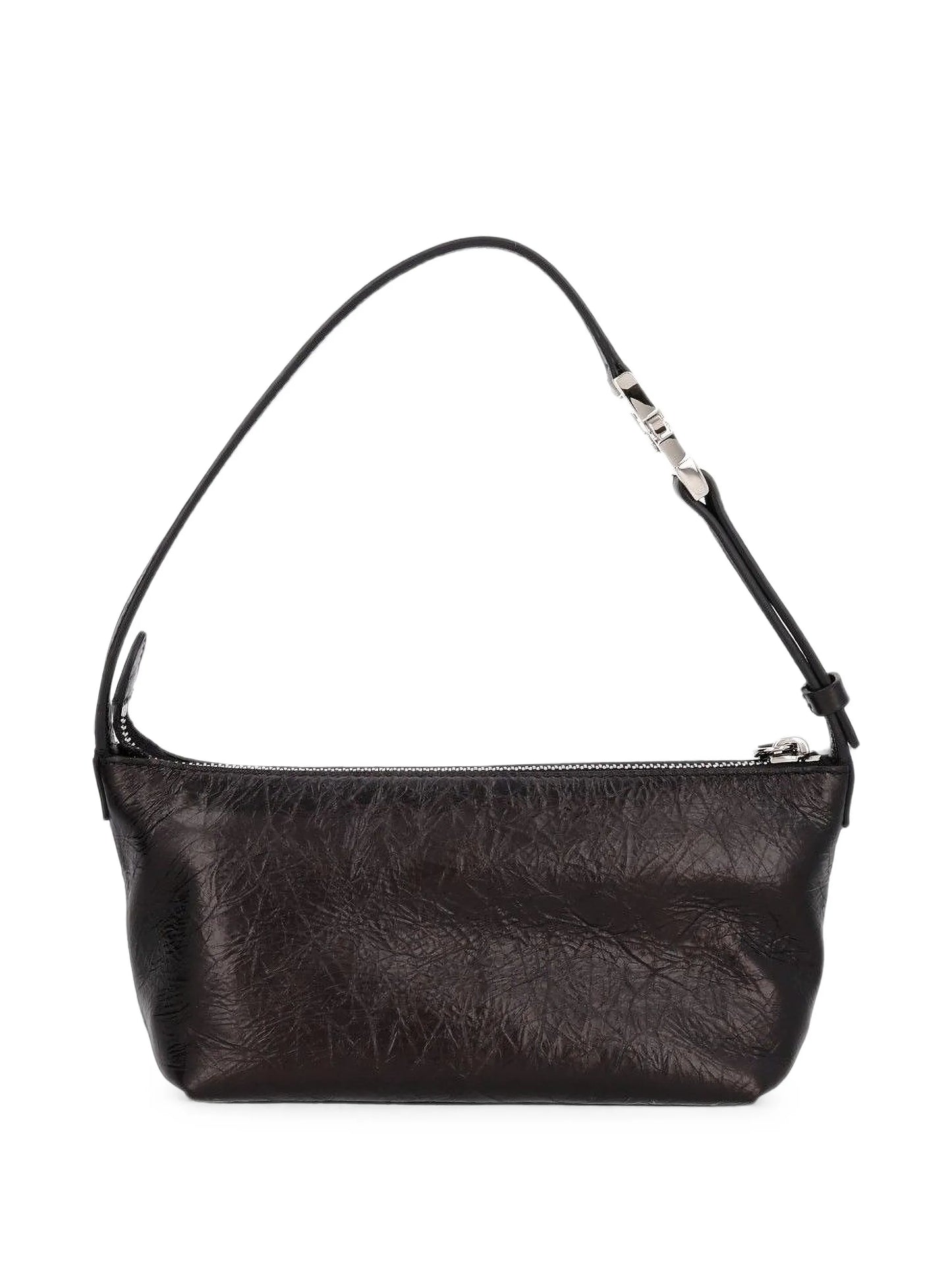 Vanity Pouch small crackled black leather bag