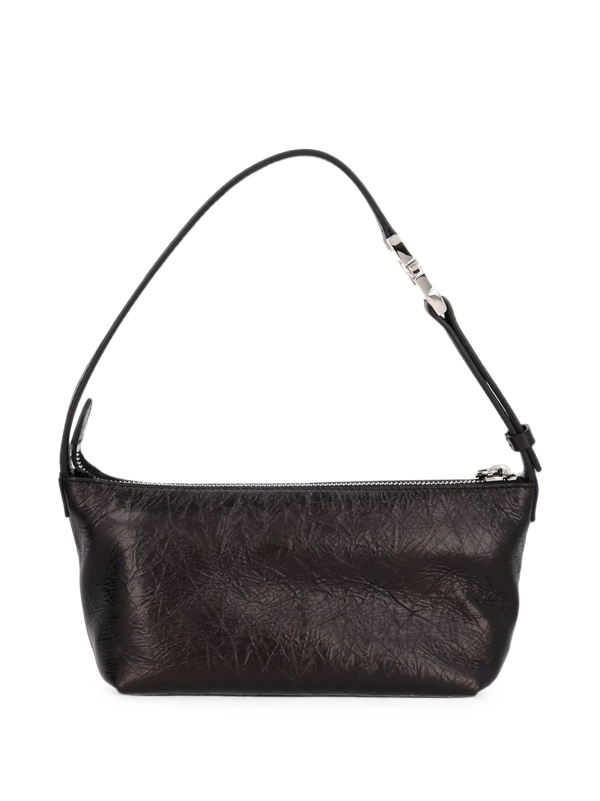 Vanity Pouch small crackled black leather bag