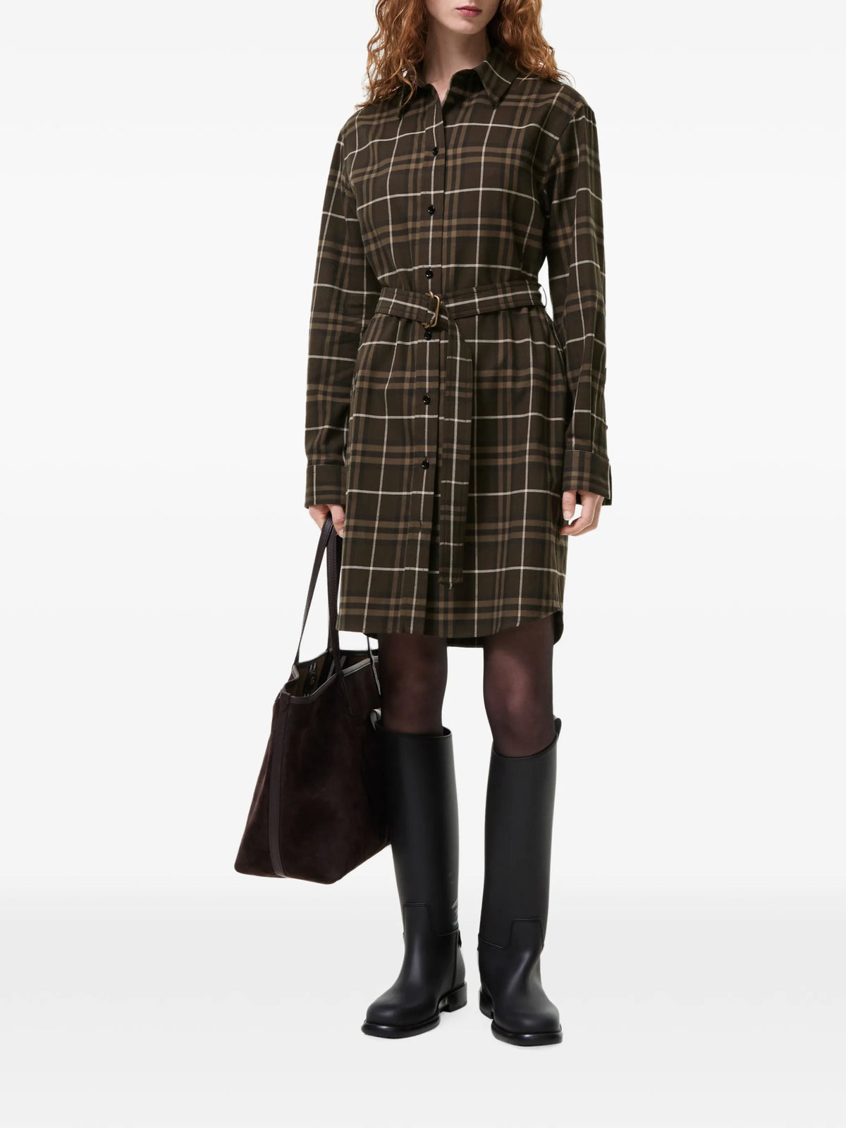 Check cotton shirt dress