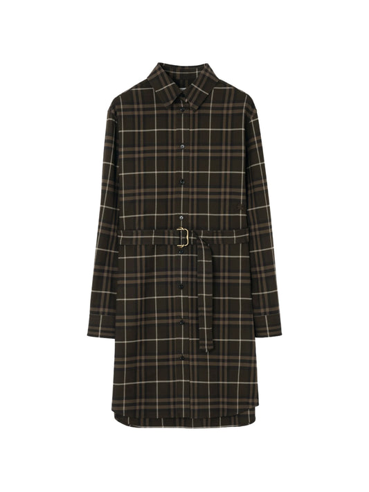 Check cotton shirt dress