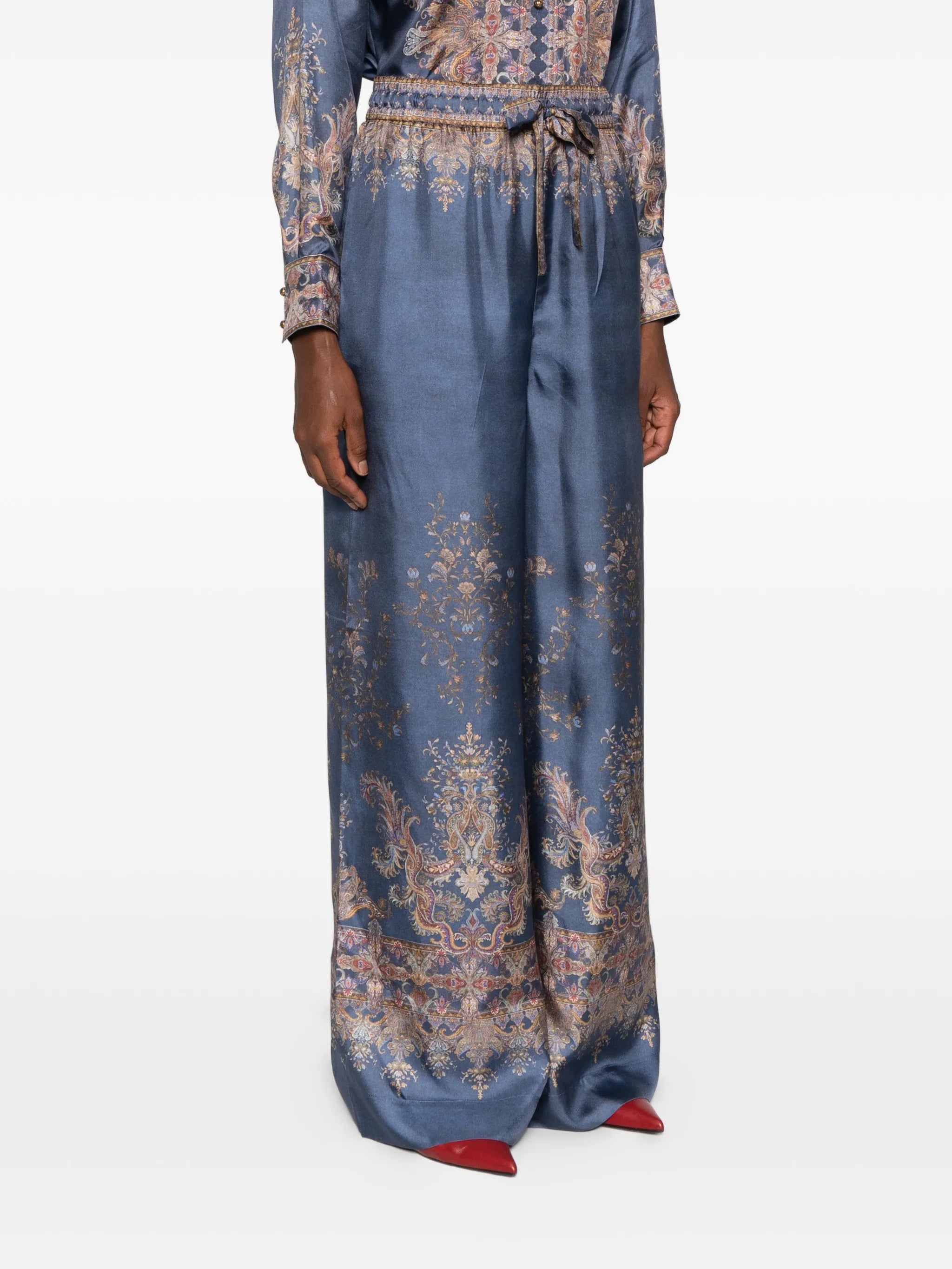 paisley-print wide-leg trousers