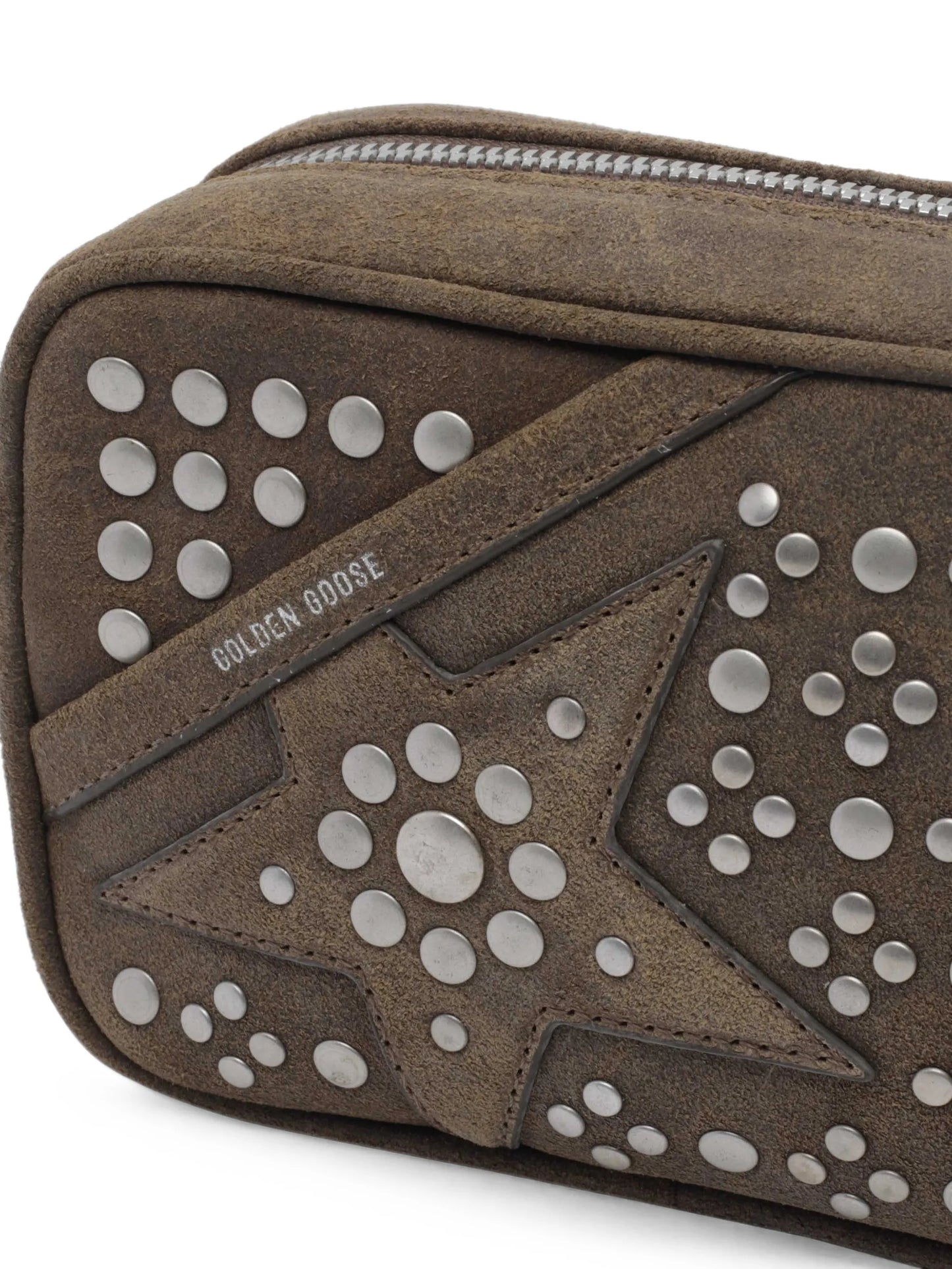 mini Star bag in military-green suede with tone-on-tone star and studs