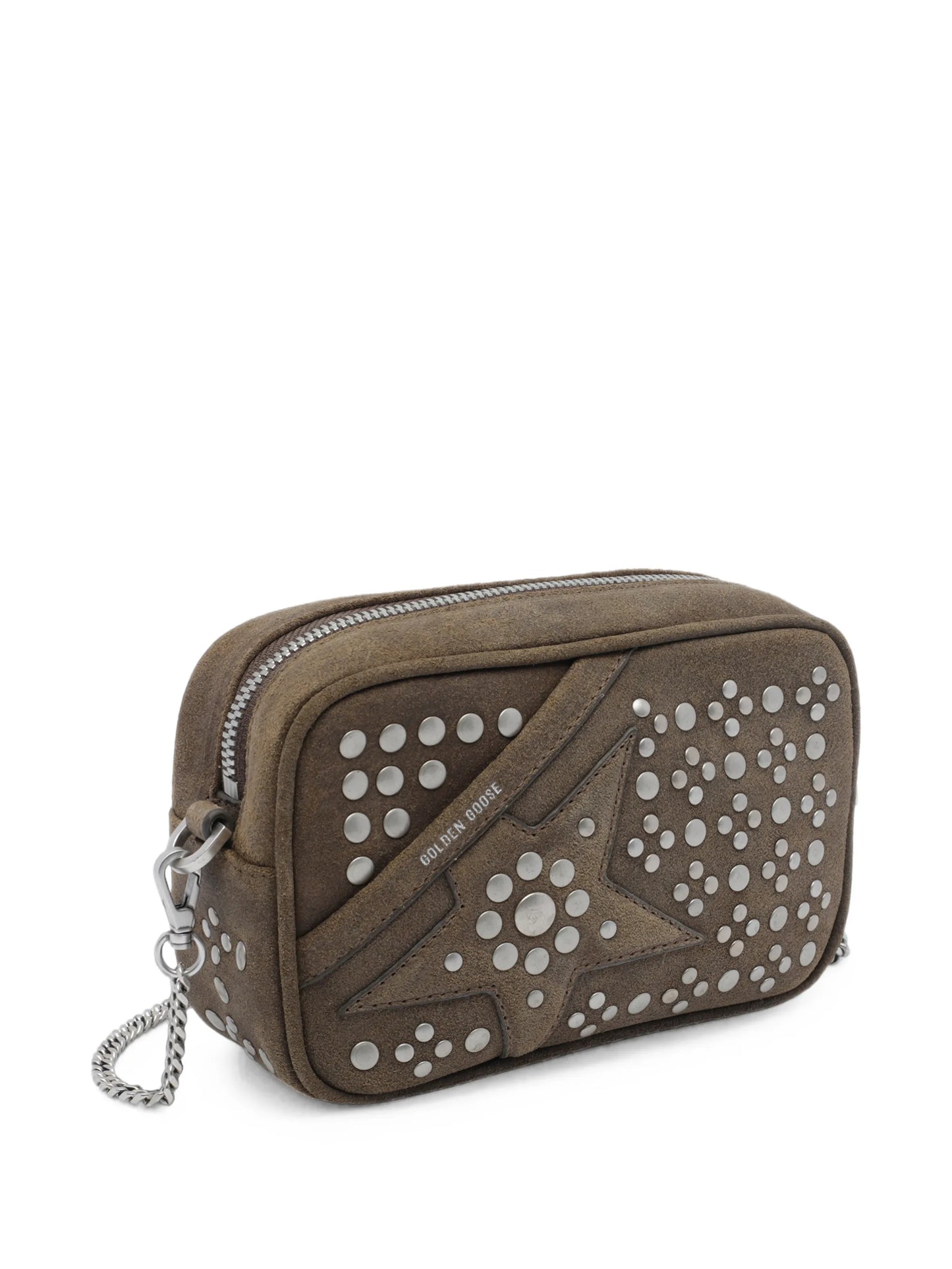 mini Star bag in military-green suede with tone-on-tone star and studs