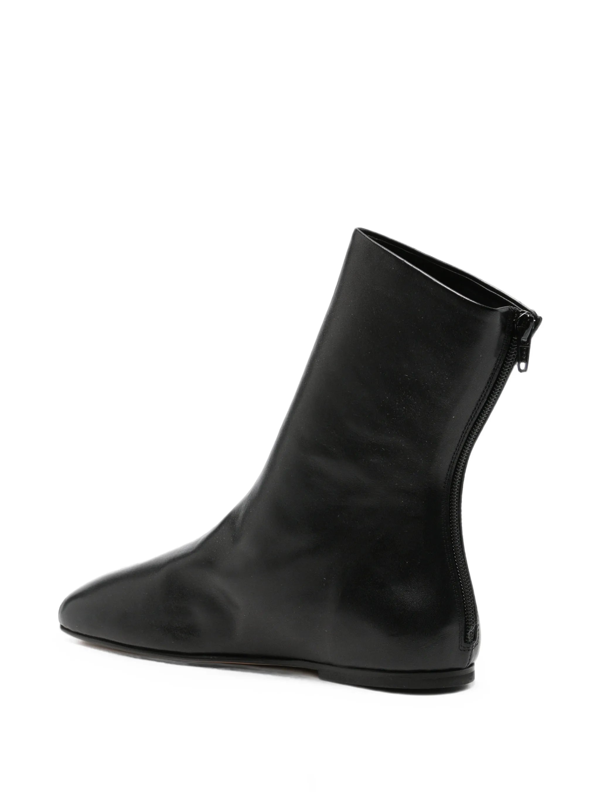 Floor leather ankle boots