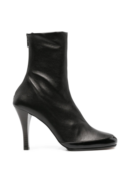 Luna ankle boots black stretch and brushed leather