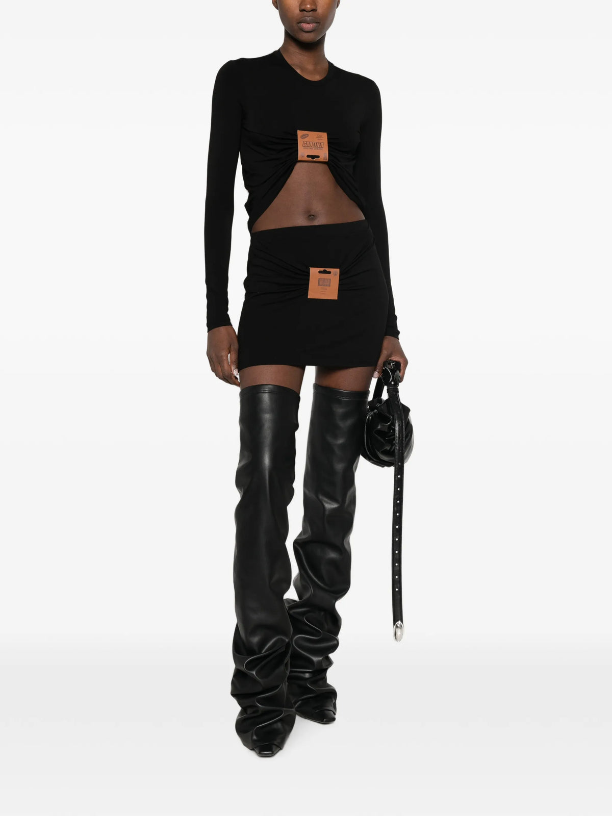 gathered logo-patch mini skirt