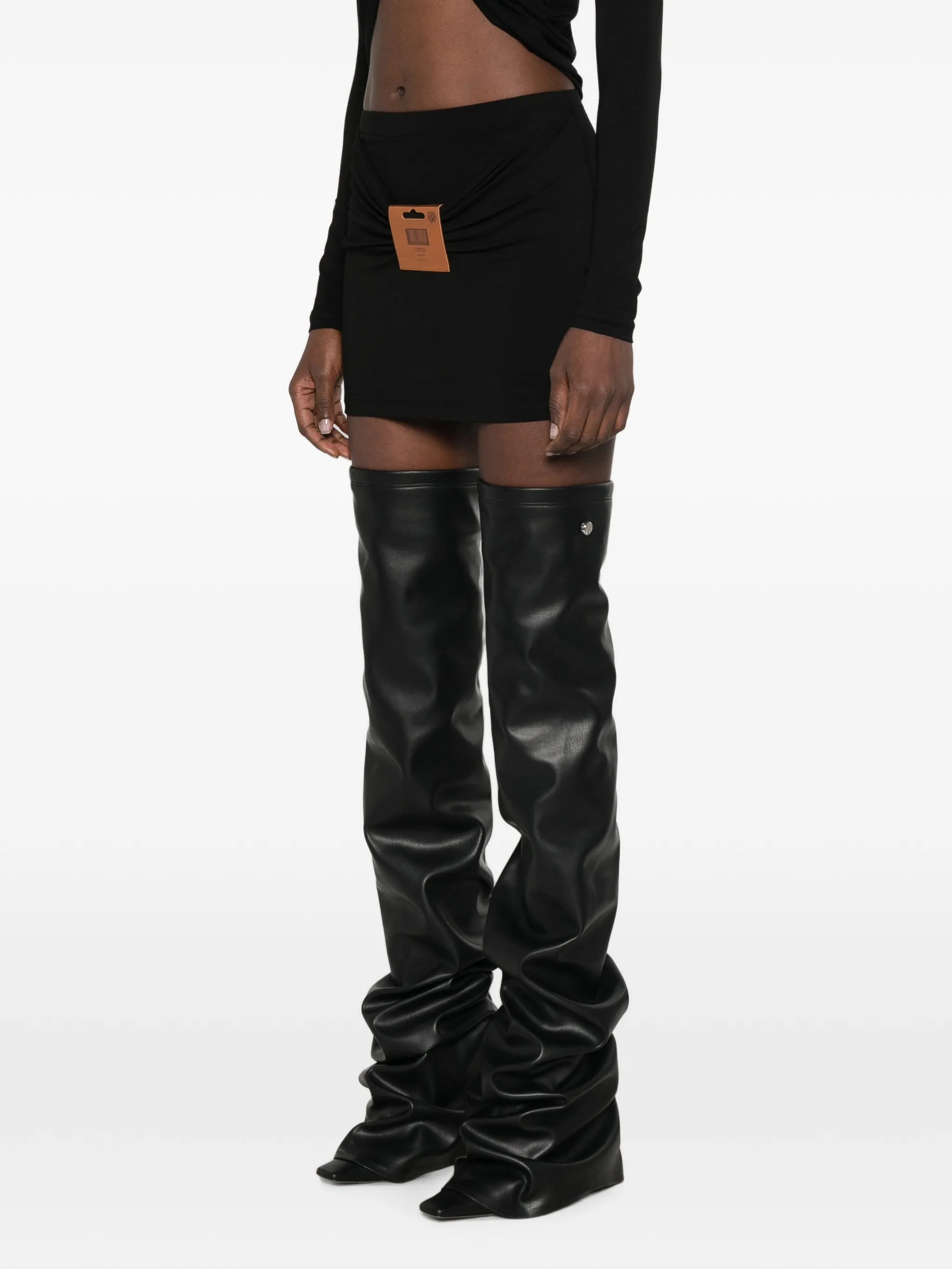 gathered logo-patch mini skirt